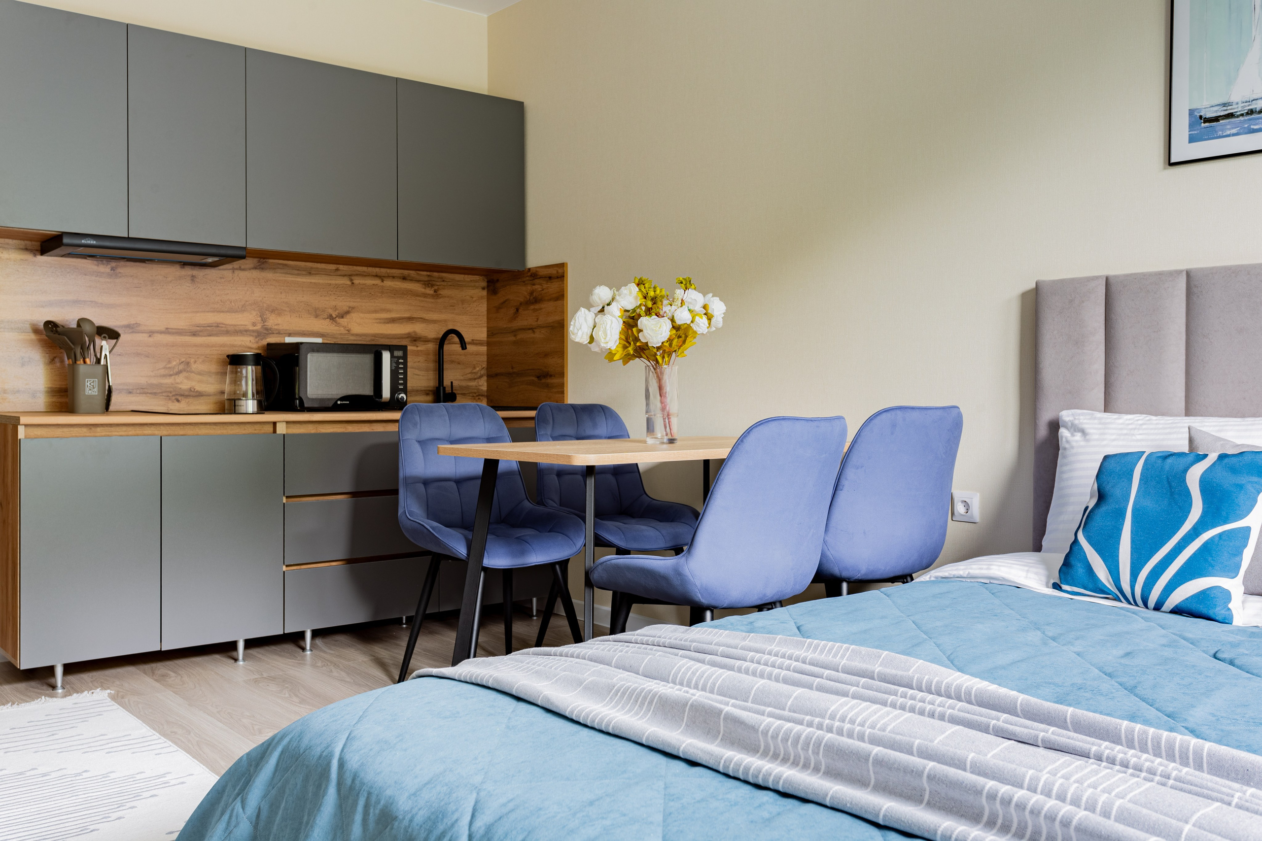 Комплектация студии с ремонтом от застройщика. Интерьерный фотограф. Хоумстейджер. Сочи/Адлер/Красная поляна