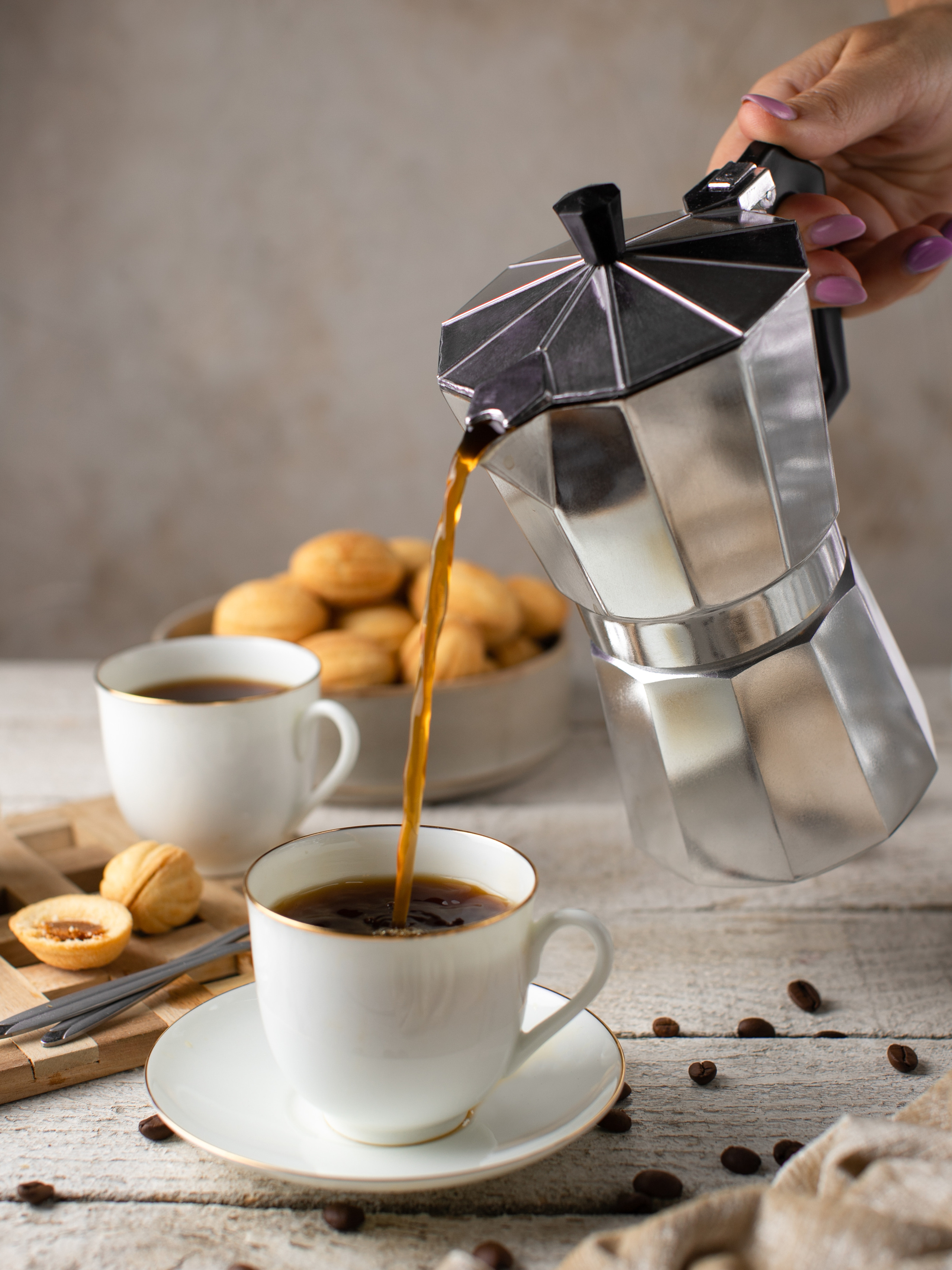 Гейзерная кофеварка. Фуд фотограф. Съемка еды в Москве