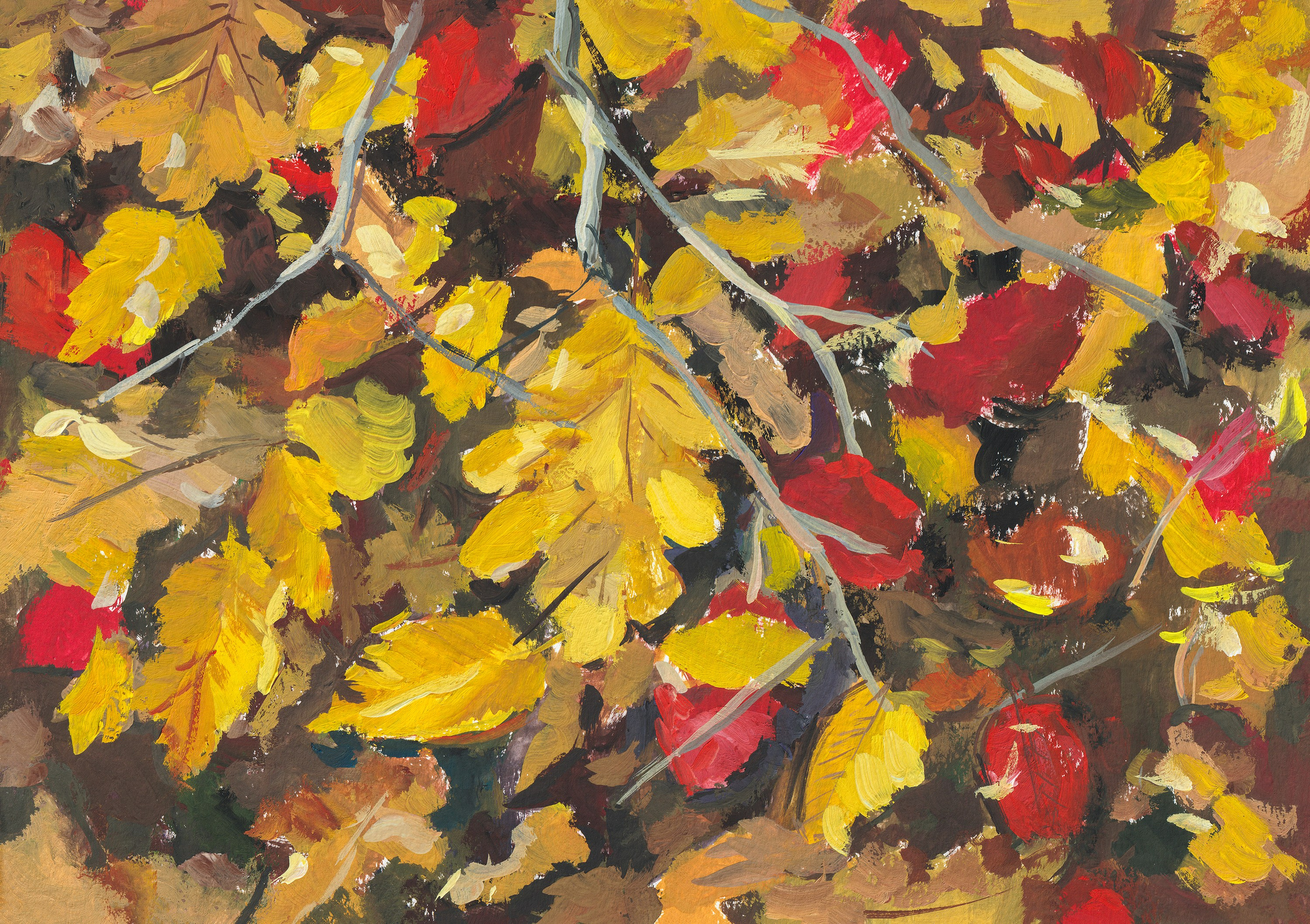 "Текстура осени" бумага, гуашь 21х30см, 2022