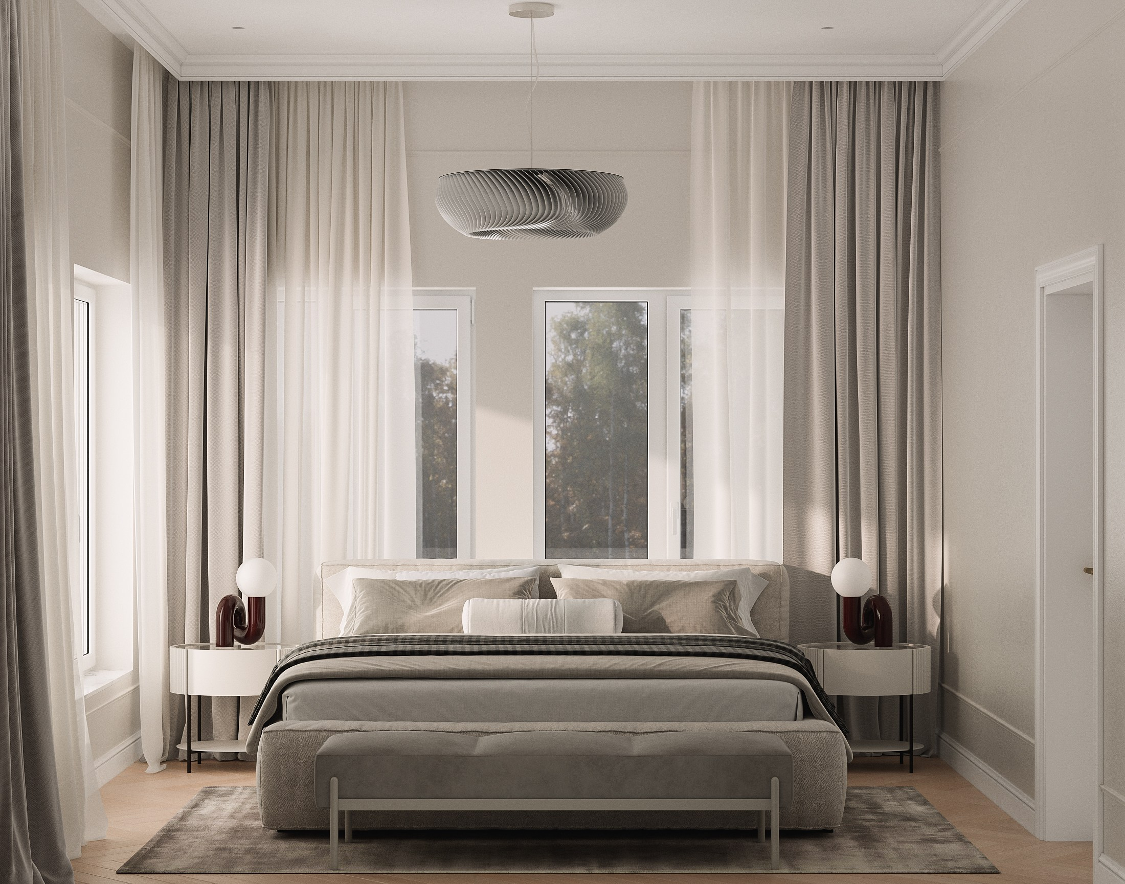 3Д визуализация спальни в современном стиле 