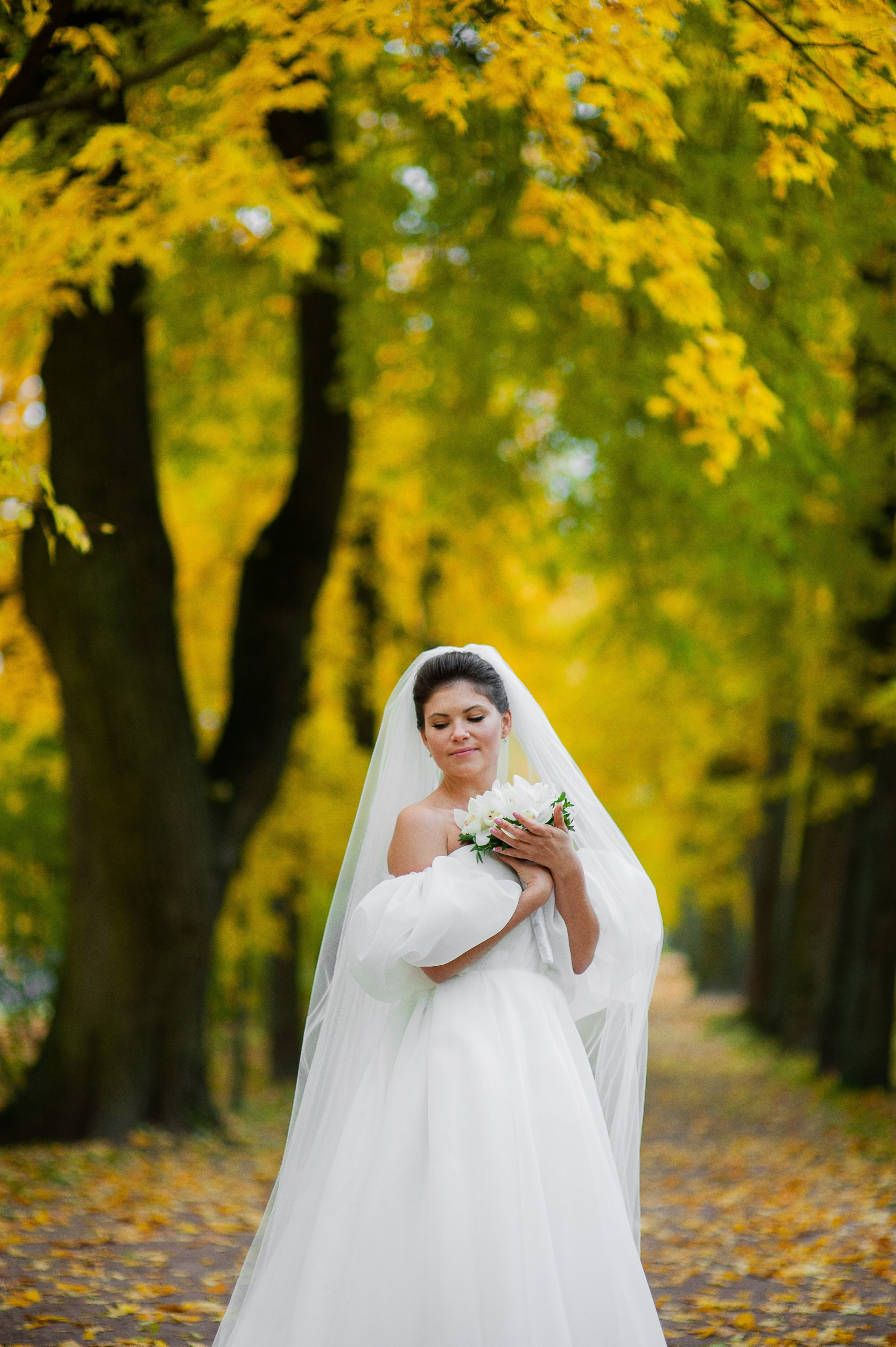 Осенняя свадебная прогулка в Екатерининском парке в Пушкине. Портретный, семейный и свадебный фотограф в Санкт-Петербурге и в Пушкине Ширяев Денис