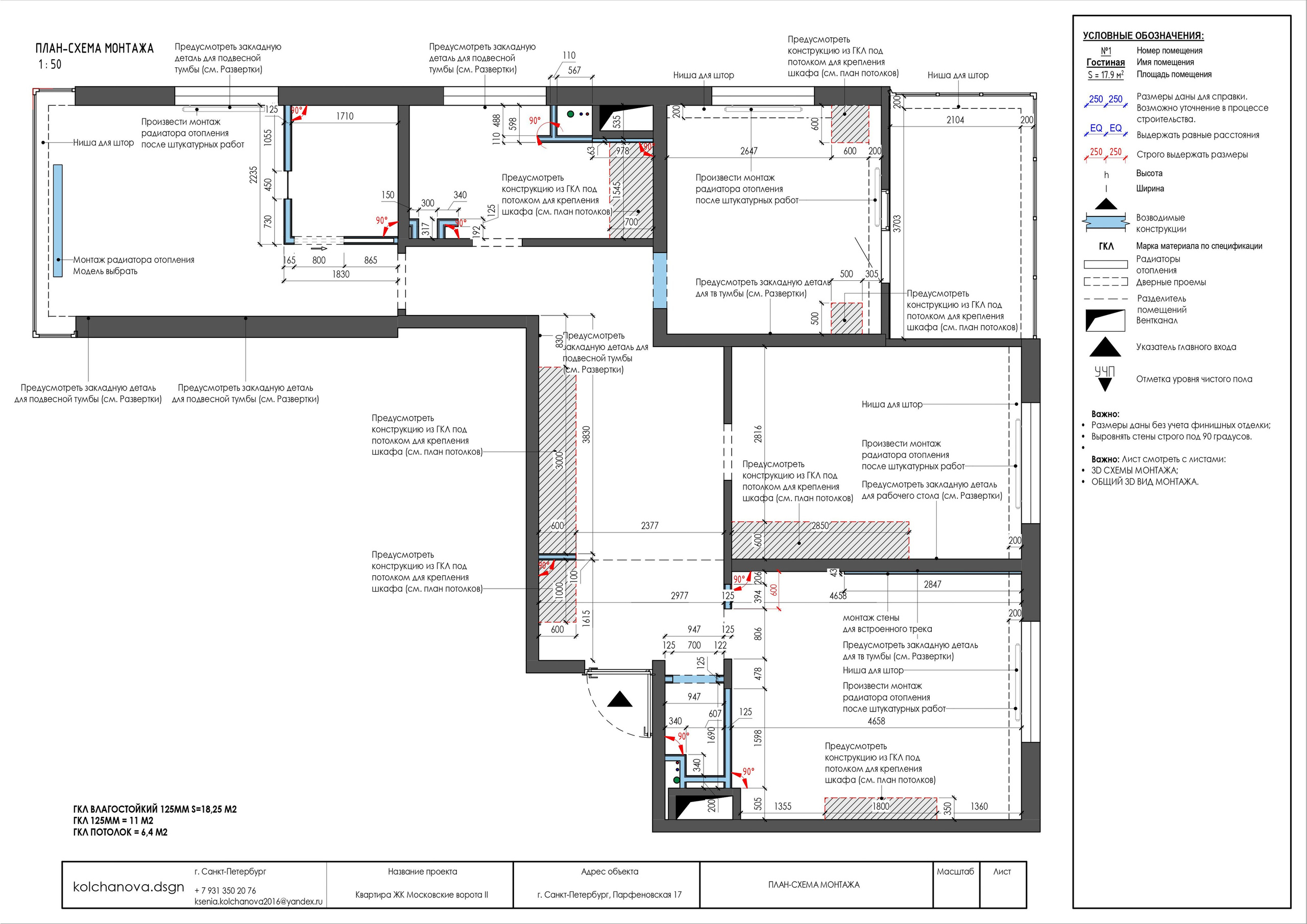 Пример рабочей документации. Дизайнер интерьера | kolchanova.dsgn