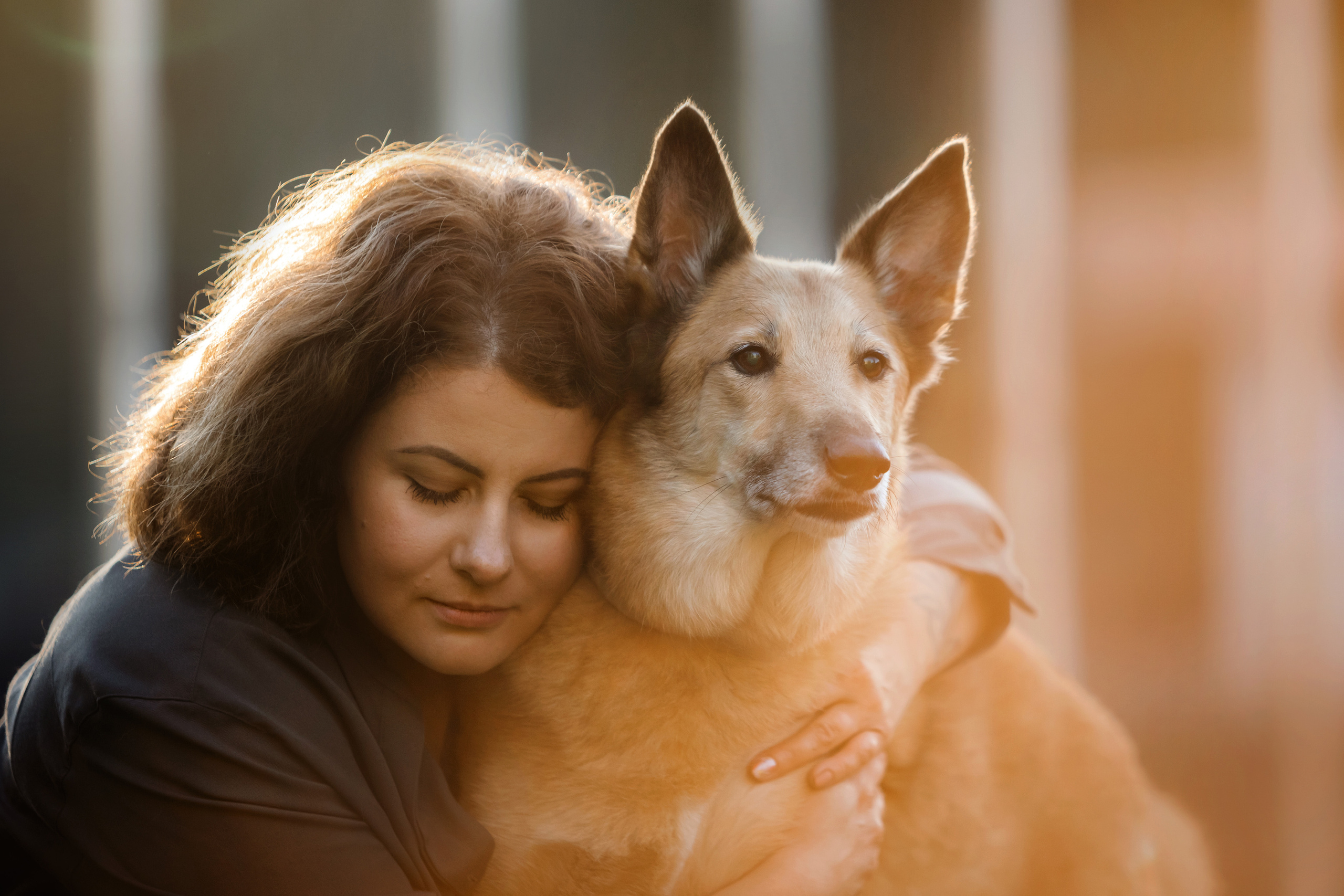 Фотосессия на рассвете собаки Росси, Саввы и их семьи