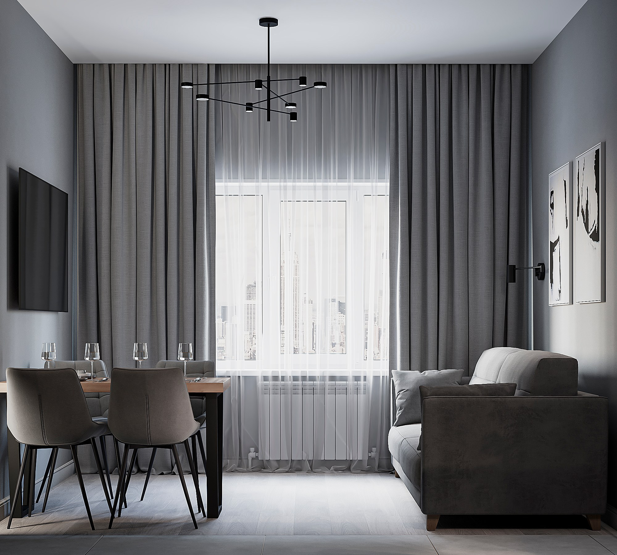 Небольшая квартира в серых тонах 🖤