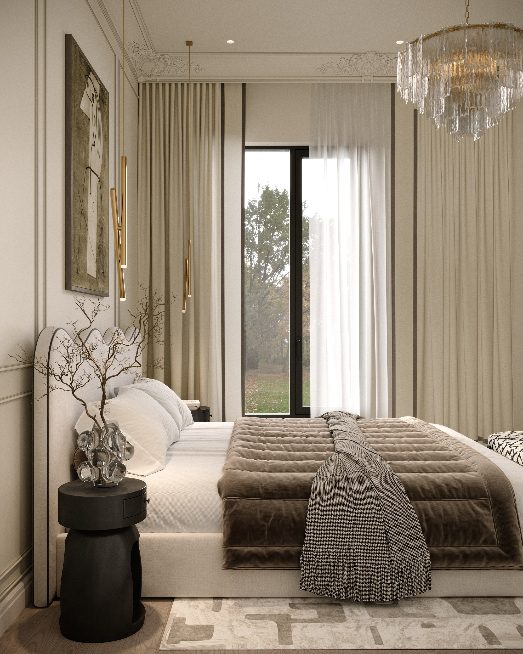 Визуализация спальной комнаты в ЖК Лучиано Казань. Архитектор-дизайнер в Казани