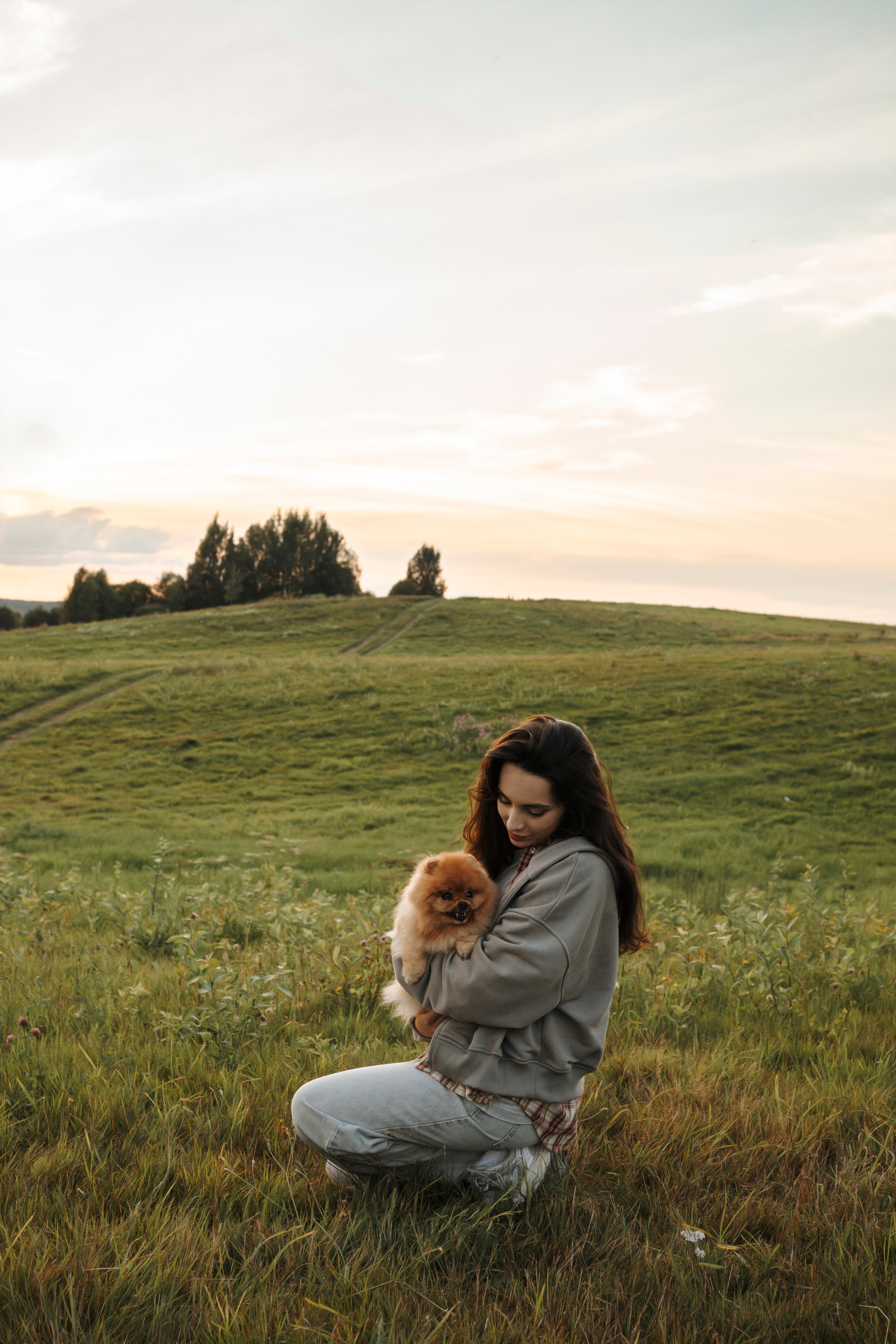 На закате Катерина, Луна и Рикки. Фотограф-анималист в Санкт-Петеребурге Титова Алиса