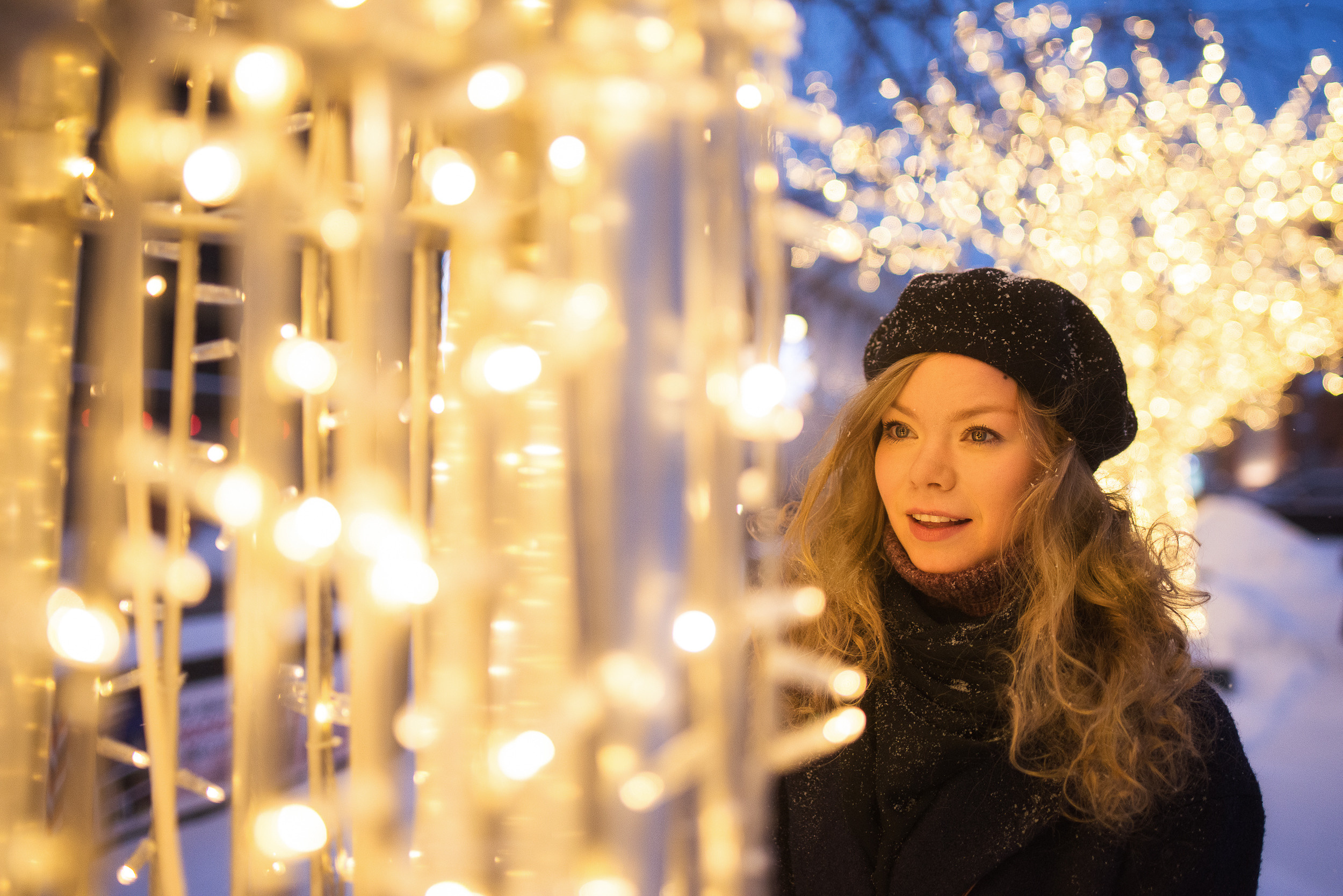 Зимняя прогулка с актрисой Анастасией Знаменщиковой. Портретный фотограф в Москве Алексей Михайлов