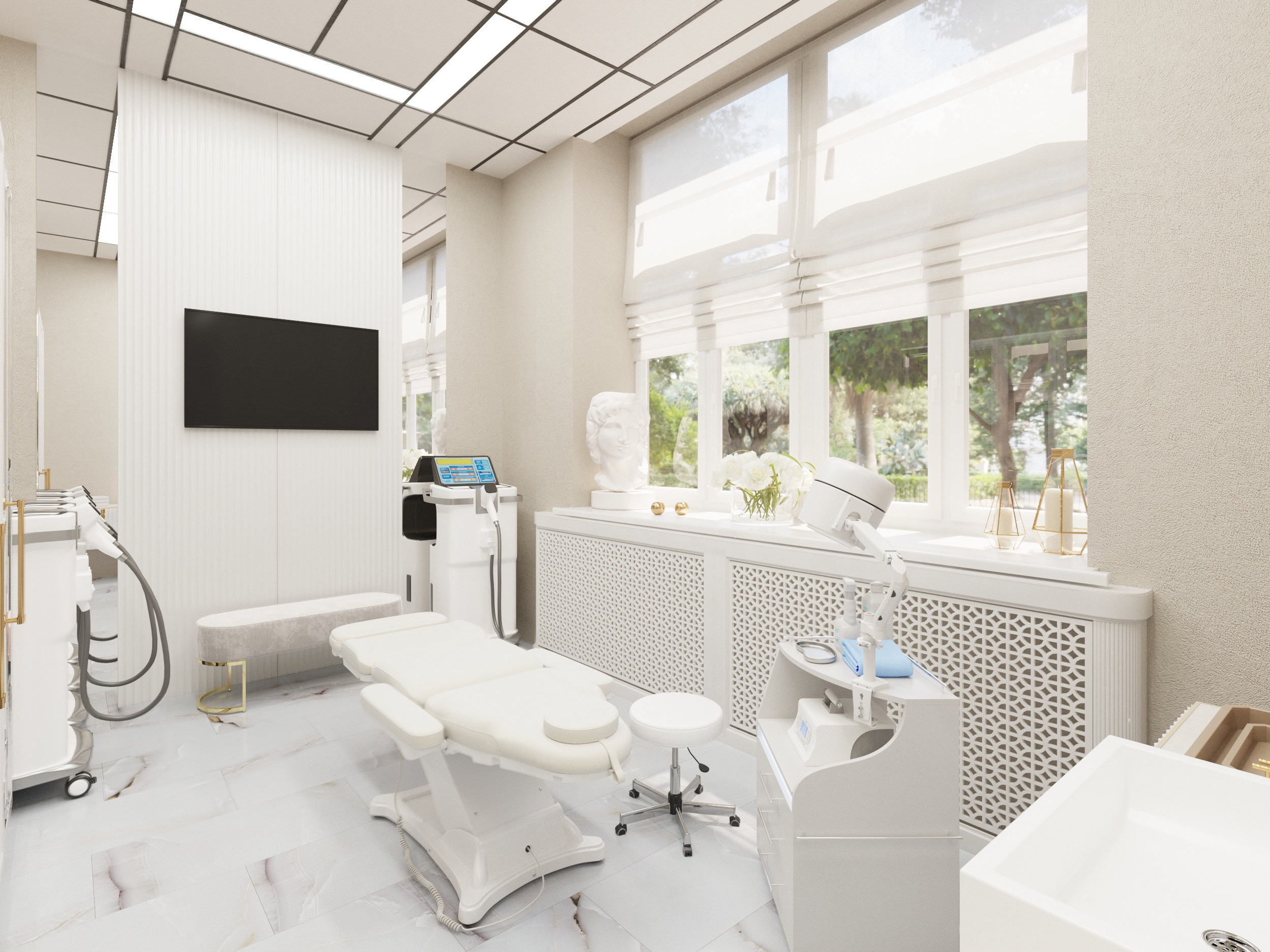 Проект Косметологического центра в старинном здании Екатеринбурга. Интерьерный дизайнер и художник. Локация в г. Екатеринбурге беру проекты в разных странах