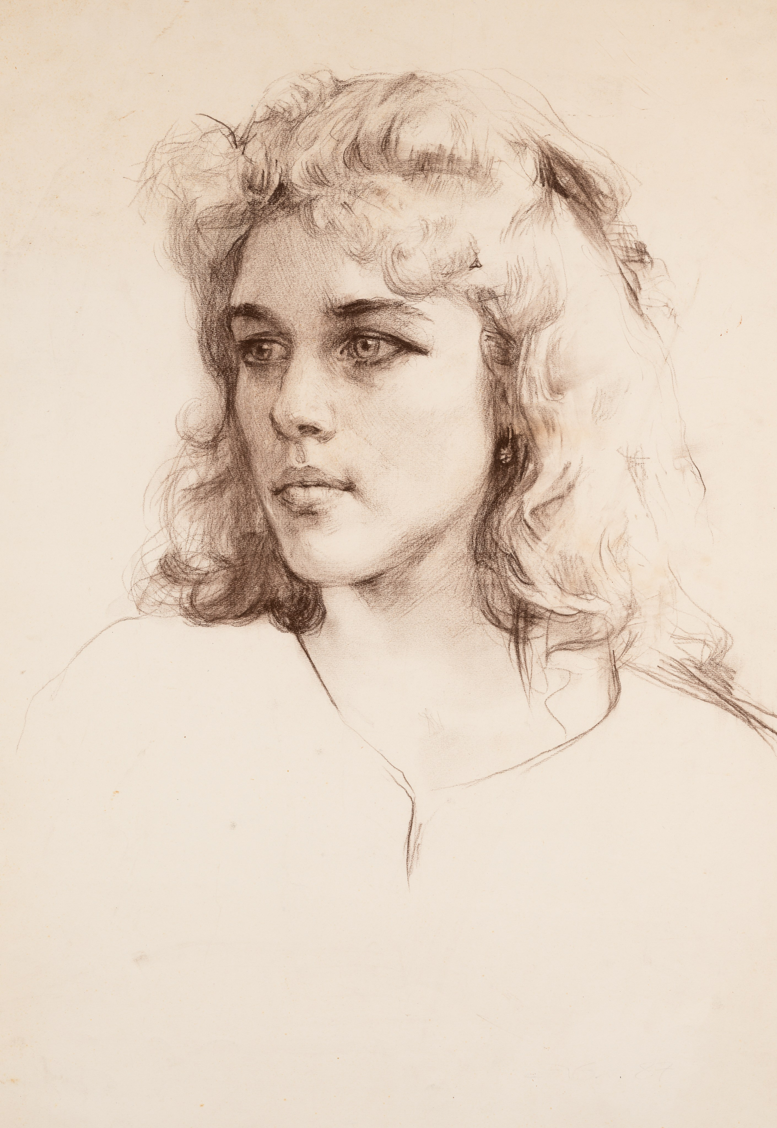 «Портрет Ирины Сокол» - художник Валерий Блохин (бумага, сепия, 61x42 см, 1987)