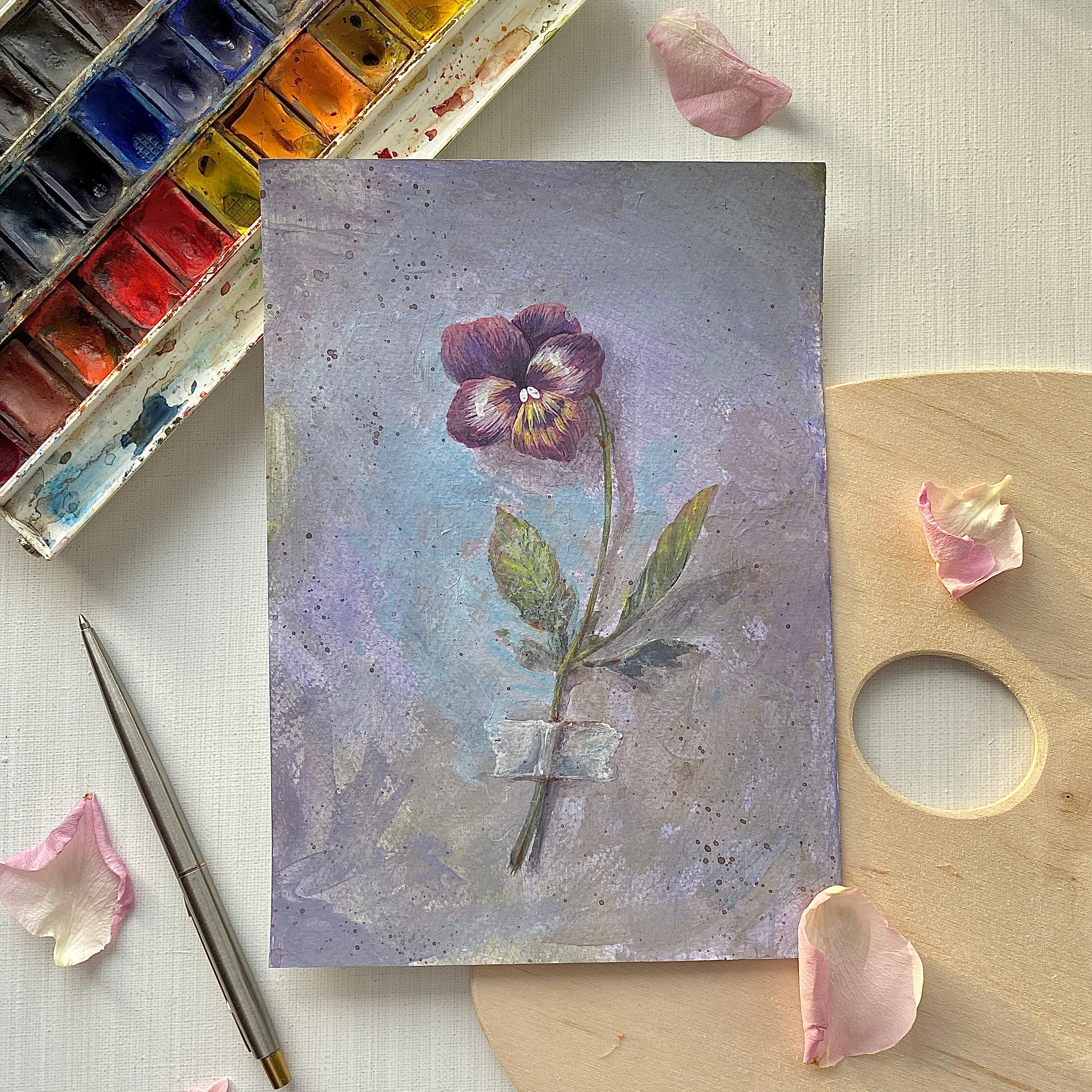 Метафорические картины, иллюстрации, в подарок, анютины глазки