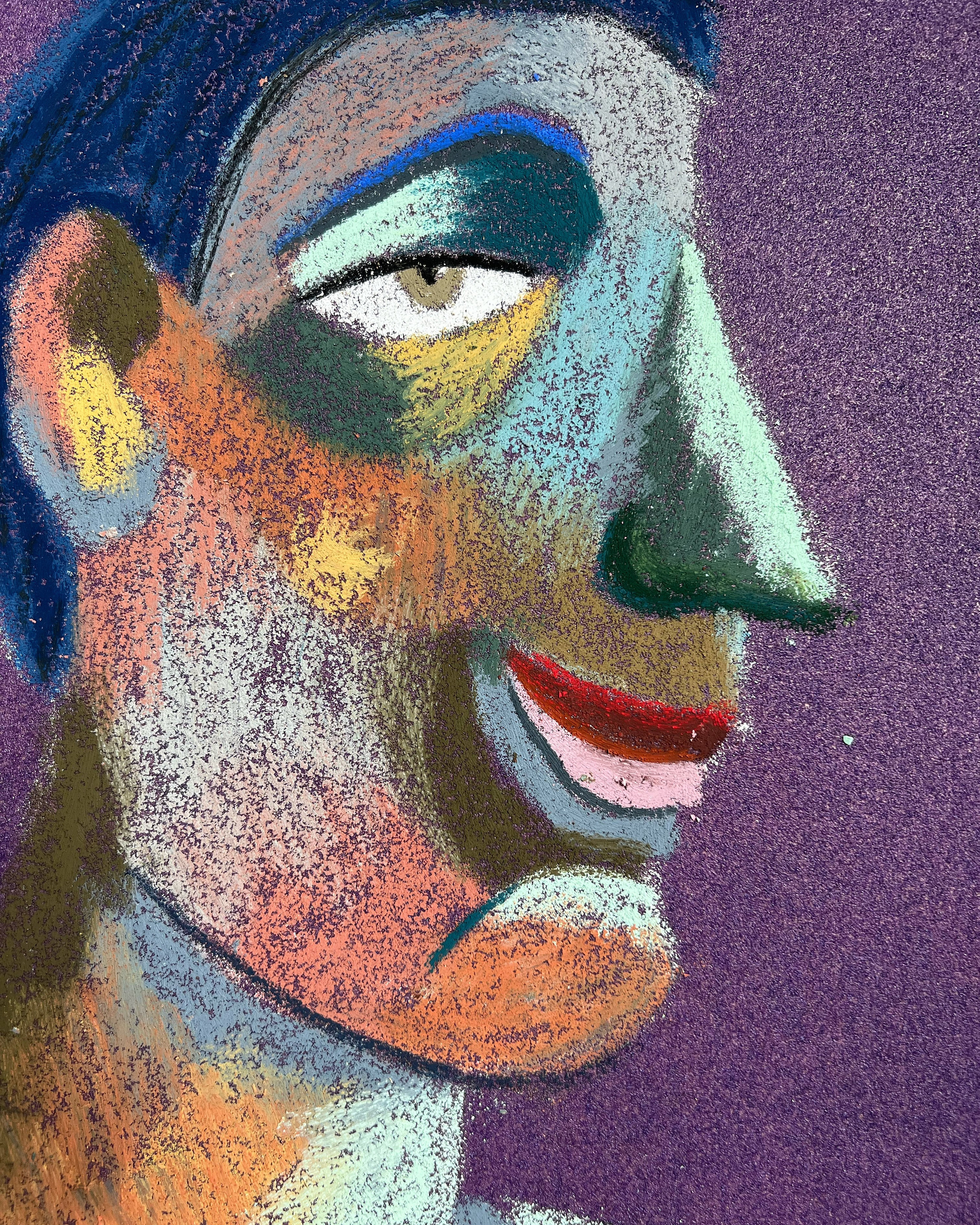 Medium: Oil pastel, sandpaper Size: 28 x 23 cm