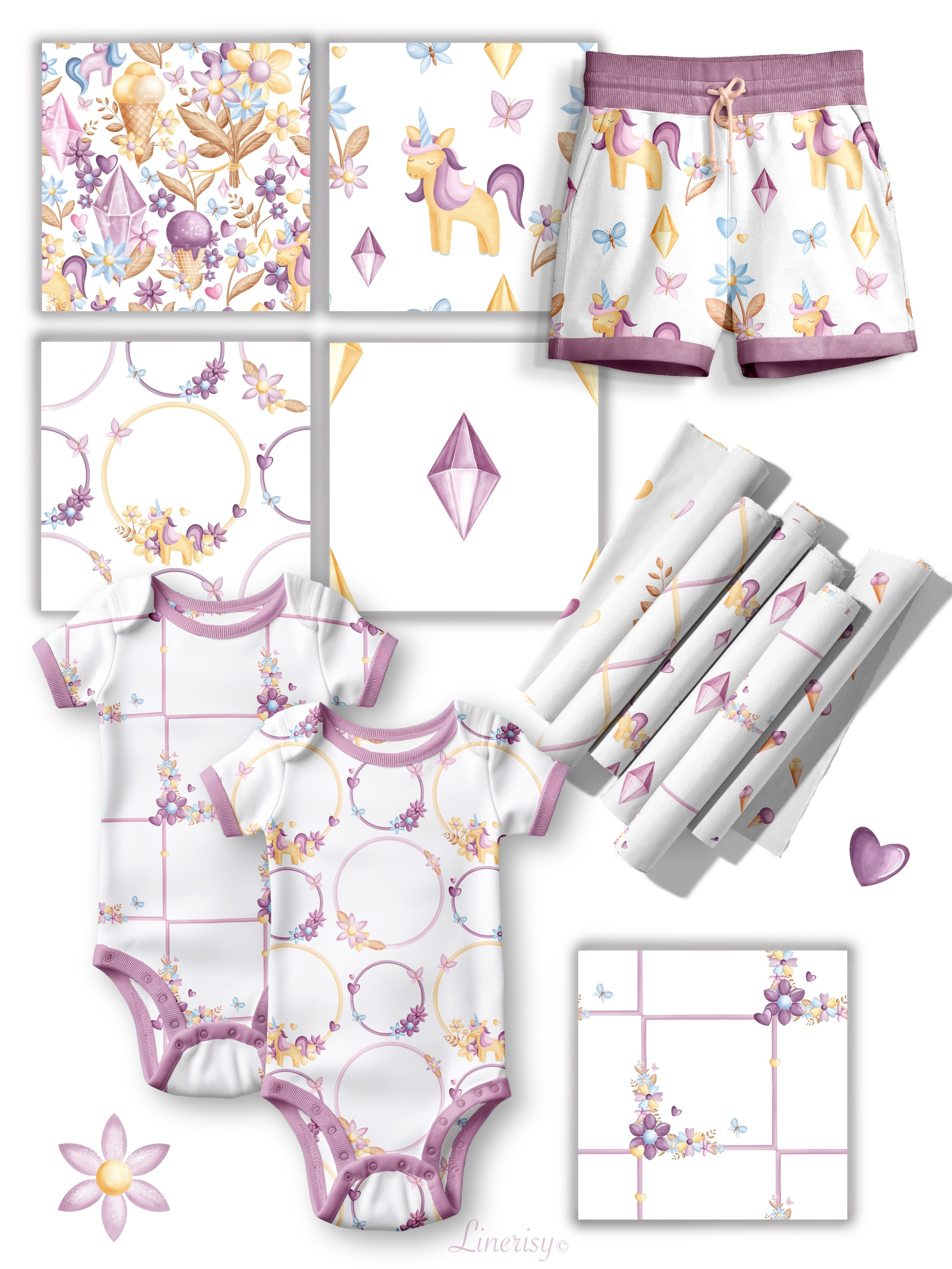 Коллекция «Весна» — графические элементы, иллюстрации, бесшовные паттерны, рамки и бордюры. Художник-иллюстратор Евгения Бекренёва