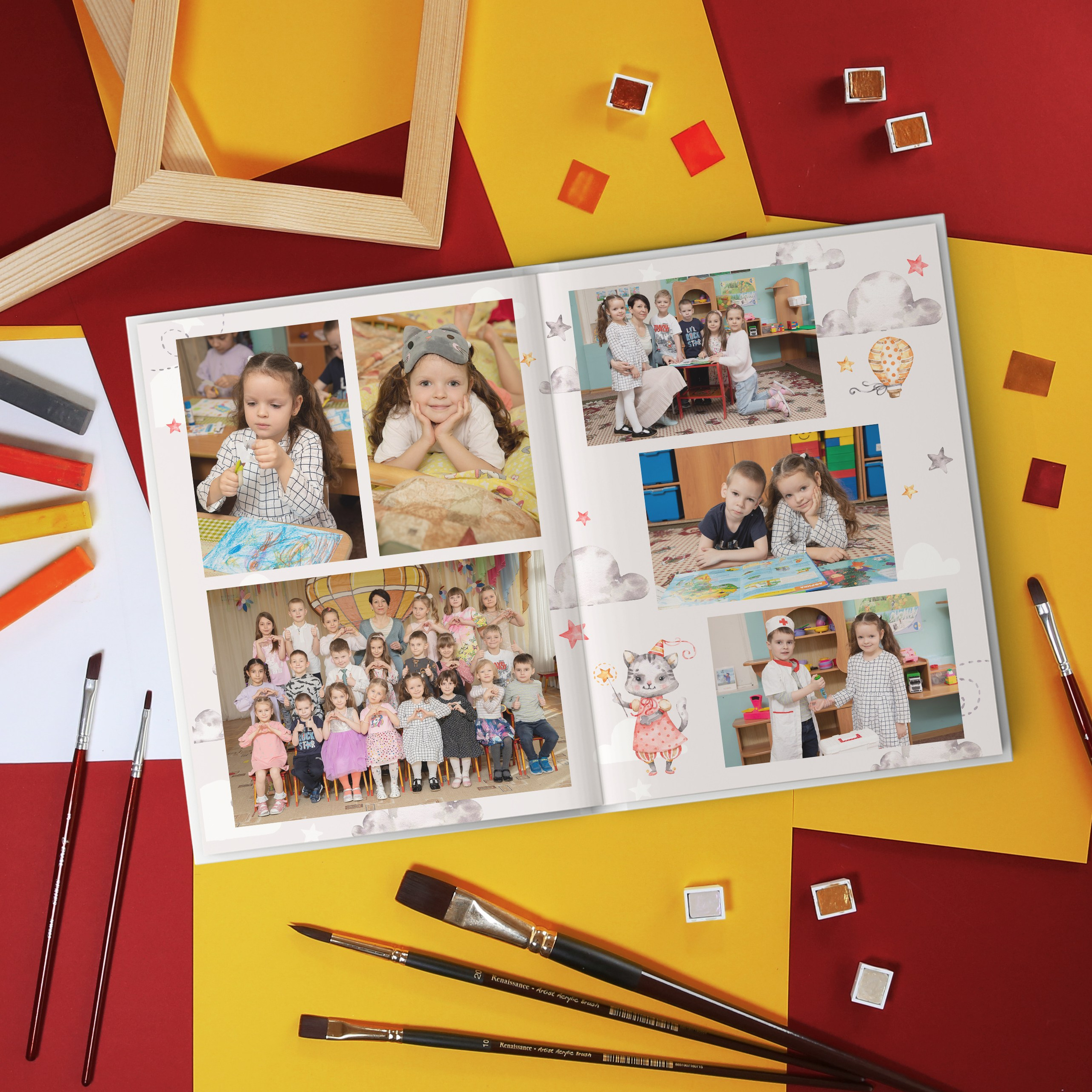 Наполнение и цены на альбомы по ссылке https://school-pages.ru/detskiy-sad-1#section-10687404