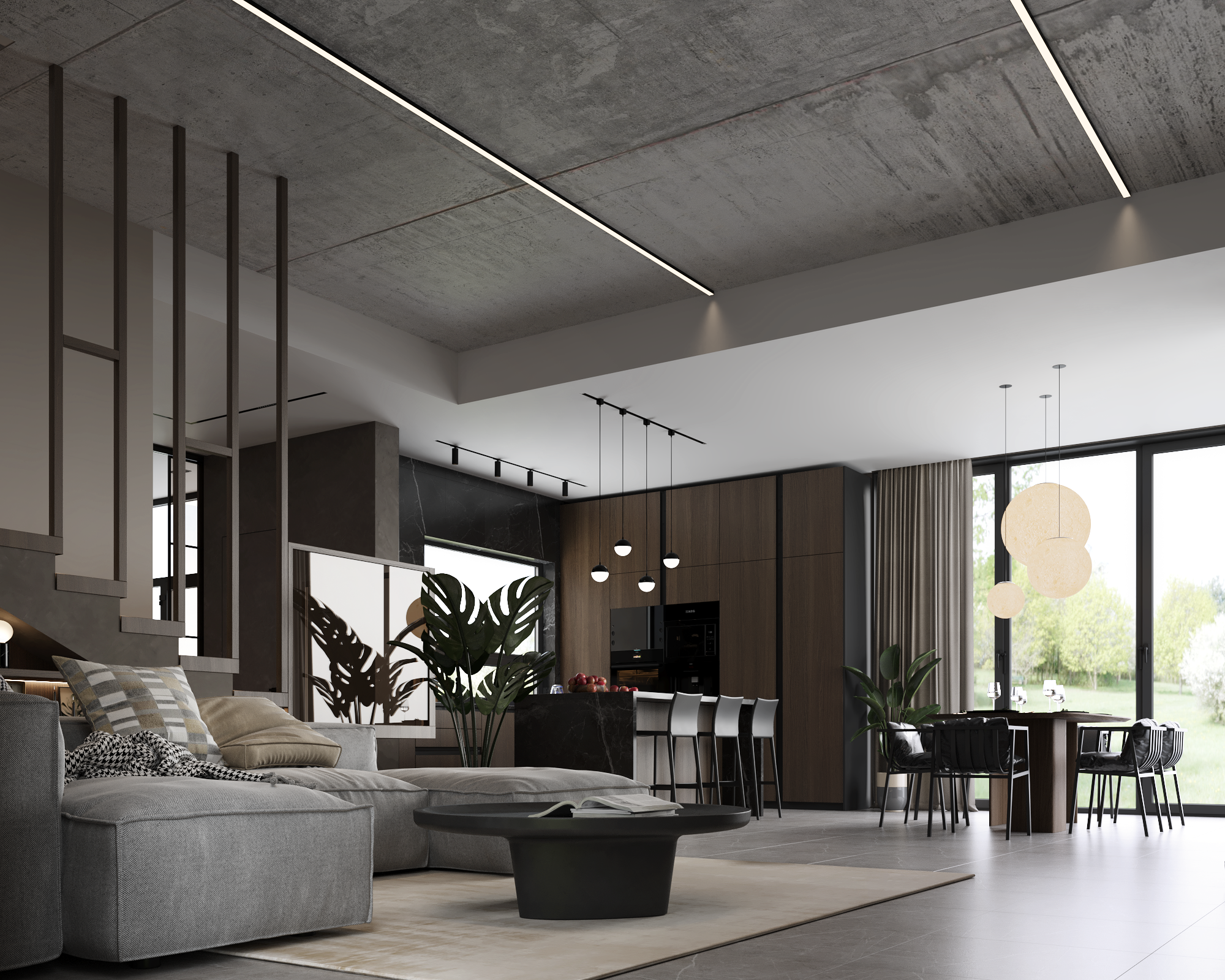 Дом 200 м. кв. 1й этаж, общие пространства. Студия Дизайна интерьера Tsvetdesign. Дизайнер в Санкт-Петербурге