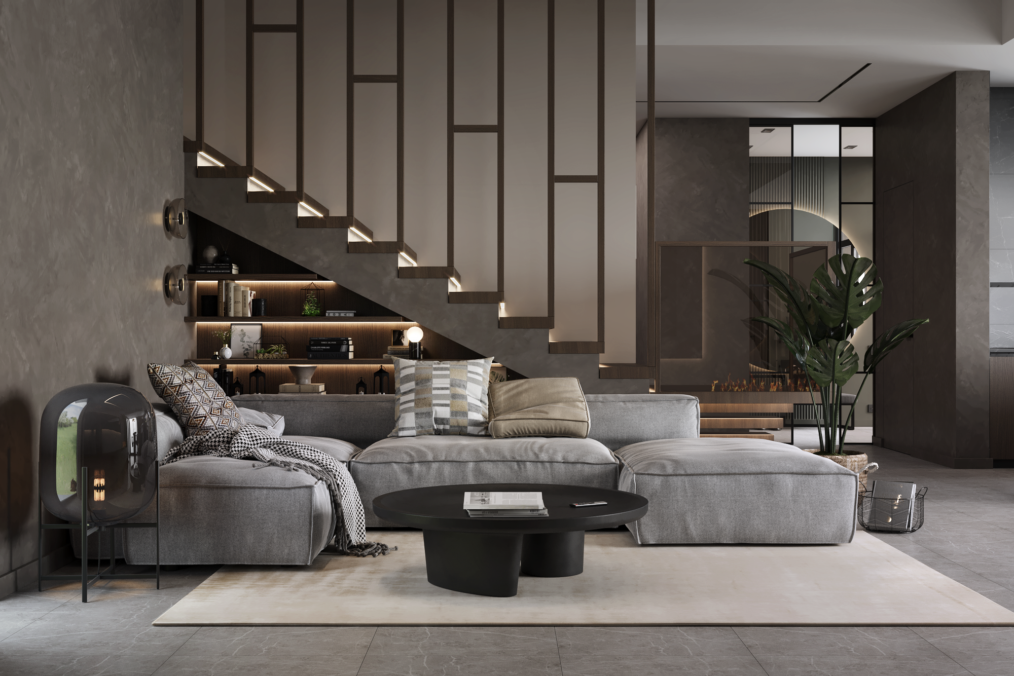 Дом 200 м. кв. 1й этаж, общие пространства. Студия Дизайна интерьера Tsvetdesign. Дизайнер в Санкт-Петербурге