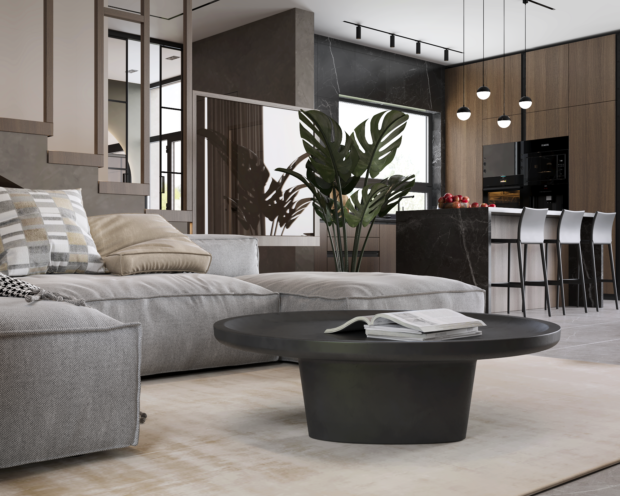 Дом 200 м. кв. 1й этаж, общие пространства. Студия Дизайна интерьера Tsvetdesign. Дизайнер в Санкт-Петербурге