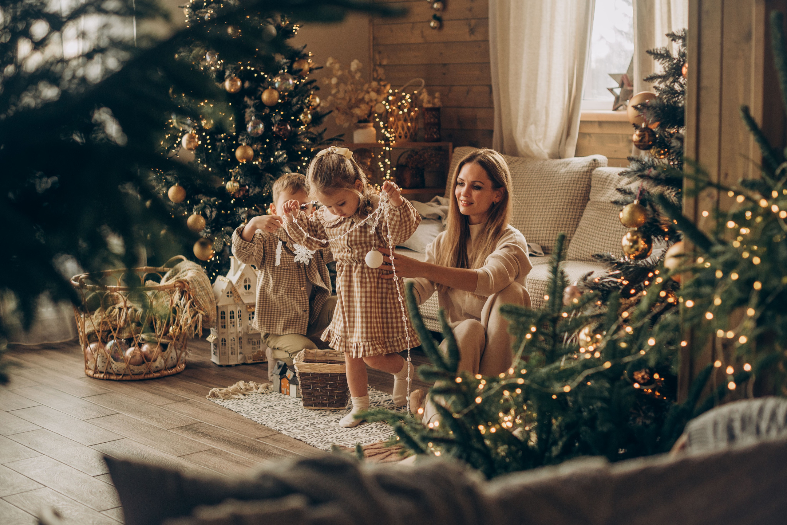 Семейная новогодняя фотосессия в студии. Семейный фотограф в Домодедово и Москве Елена Пичугина