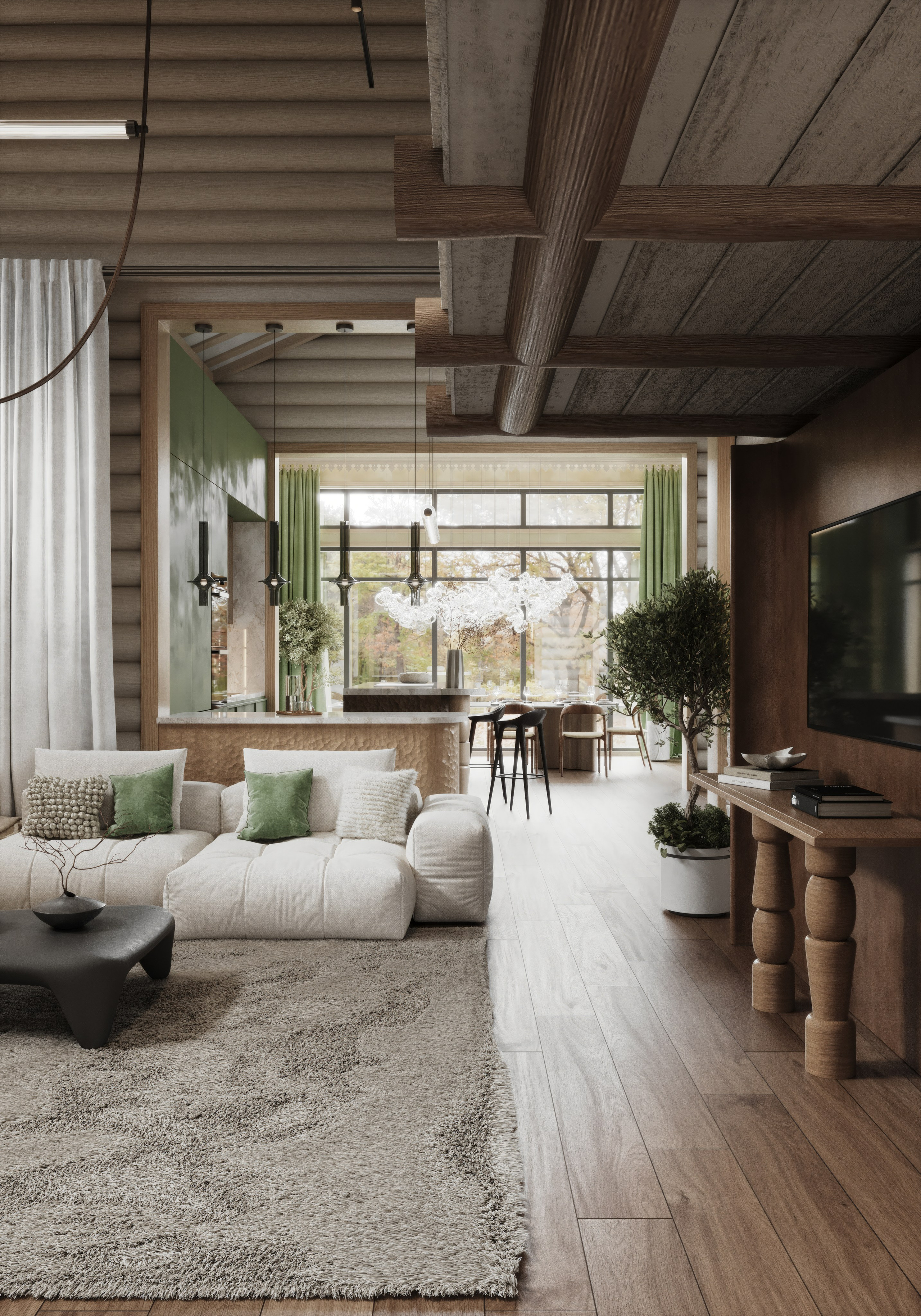 Country house Living-room & Kitchen | Ashe Home. Середа Юлия | Визуализация