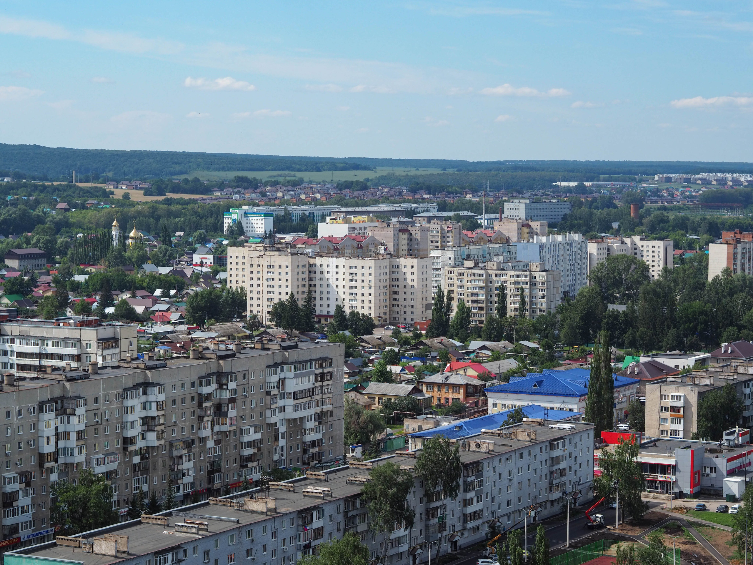 Вид на Дёмский район с высоты, город Уфа