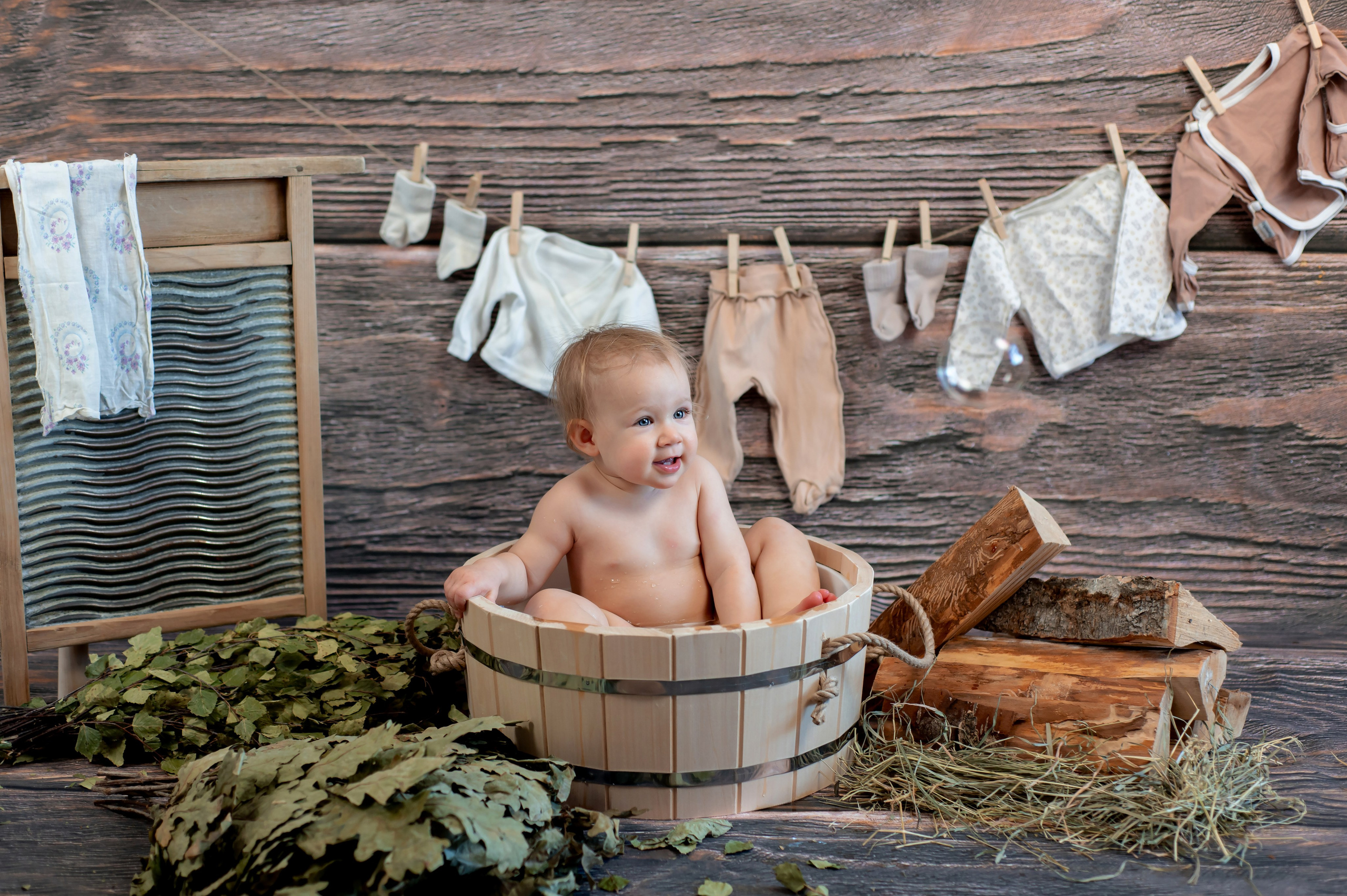 Баня для малышей. Детский и семейный фотограф Эльмира Веселова