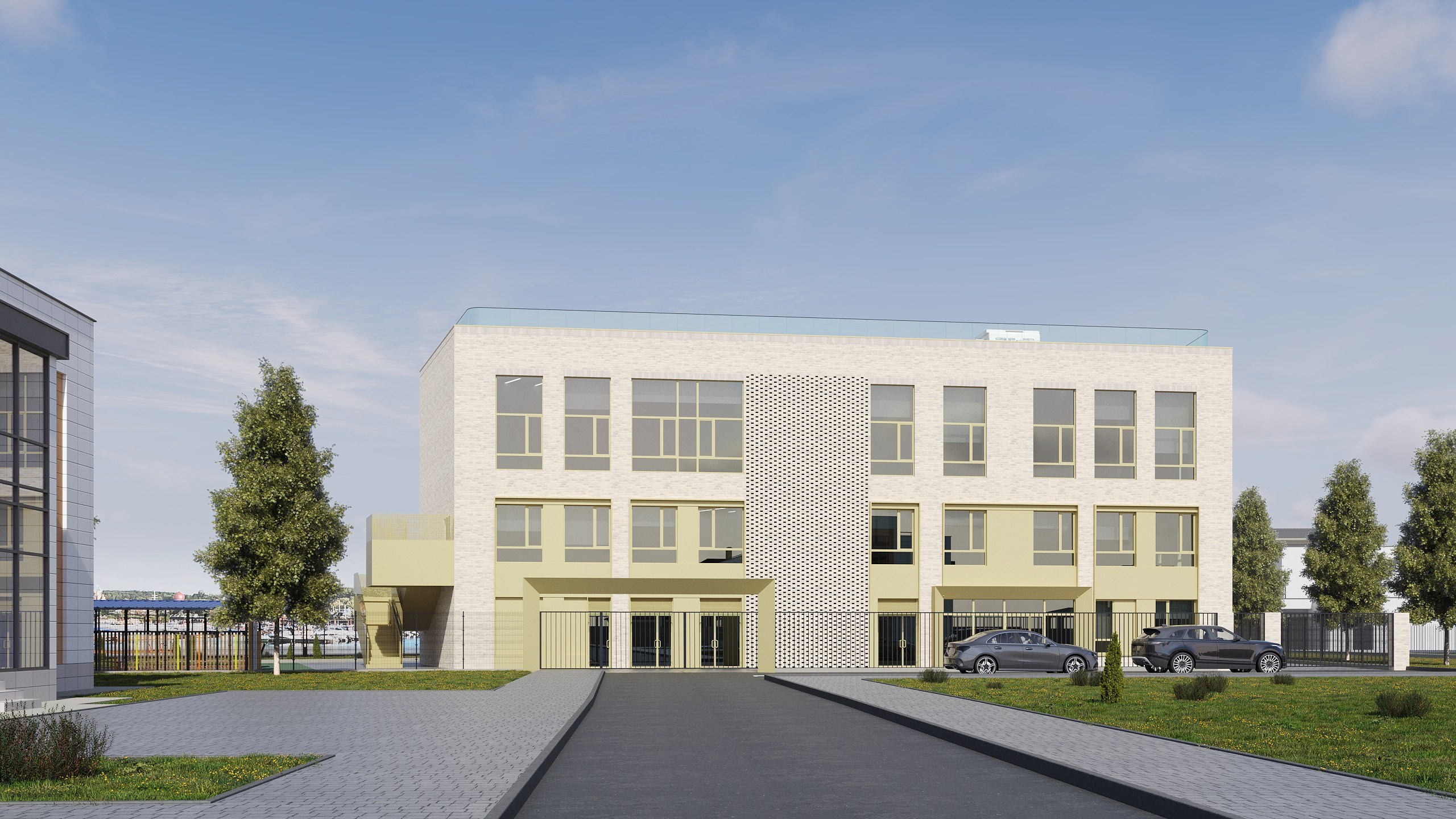 Фасад школы в ЖК Волжская Гавань Казань. Архитектор-дизайнер в Казани