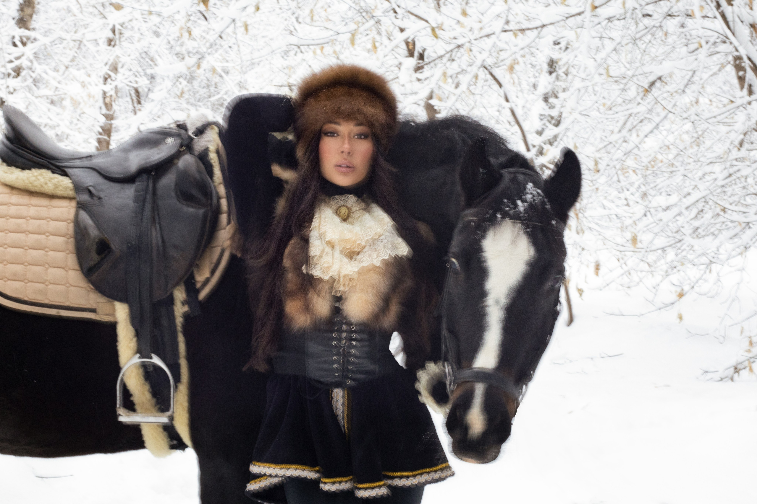 Новогодняя фотосессия с лошадью в Новосибирске. Анастасия Головерова фотограф в Новосибирске