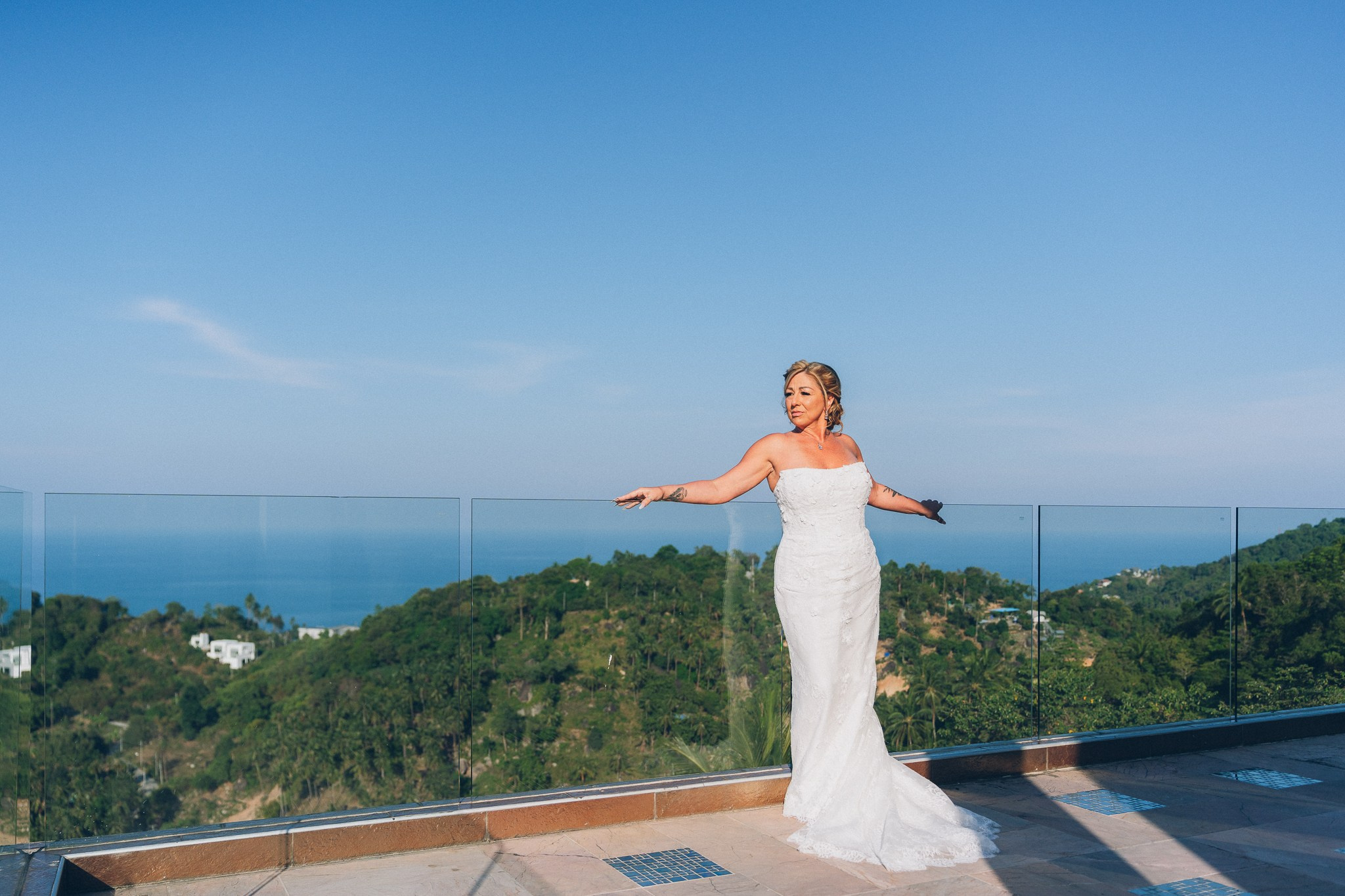 Romantic wedding setup at a private luxury villa on Koh Samui island