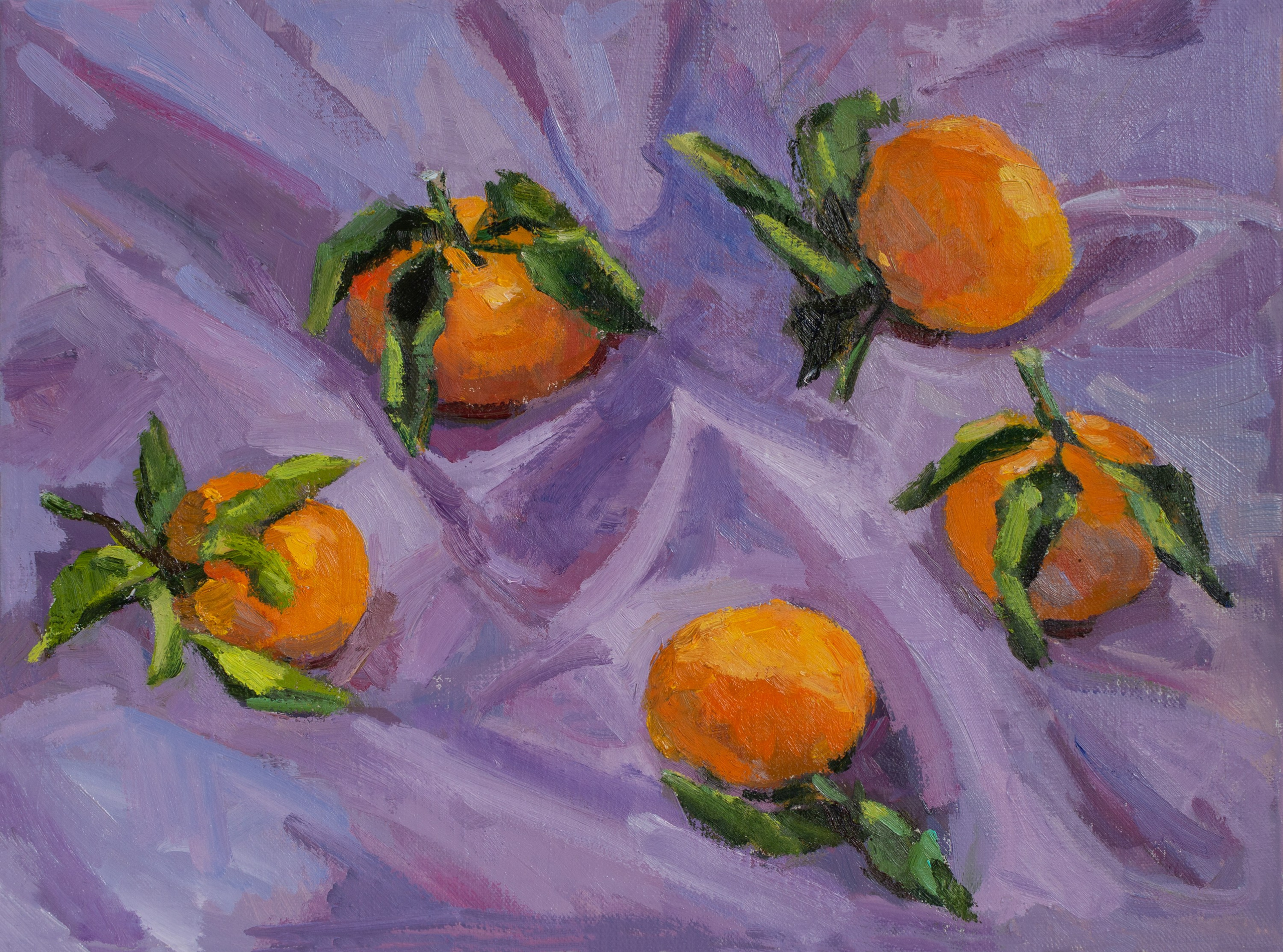 "Этюд с мандаринами"  холст, масло 30х40 см, 2023г