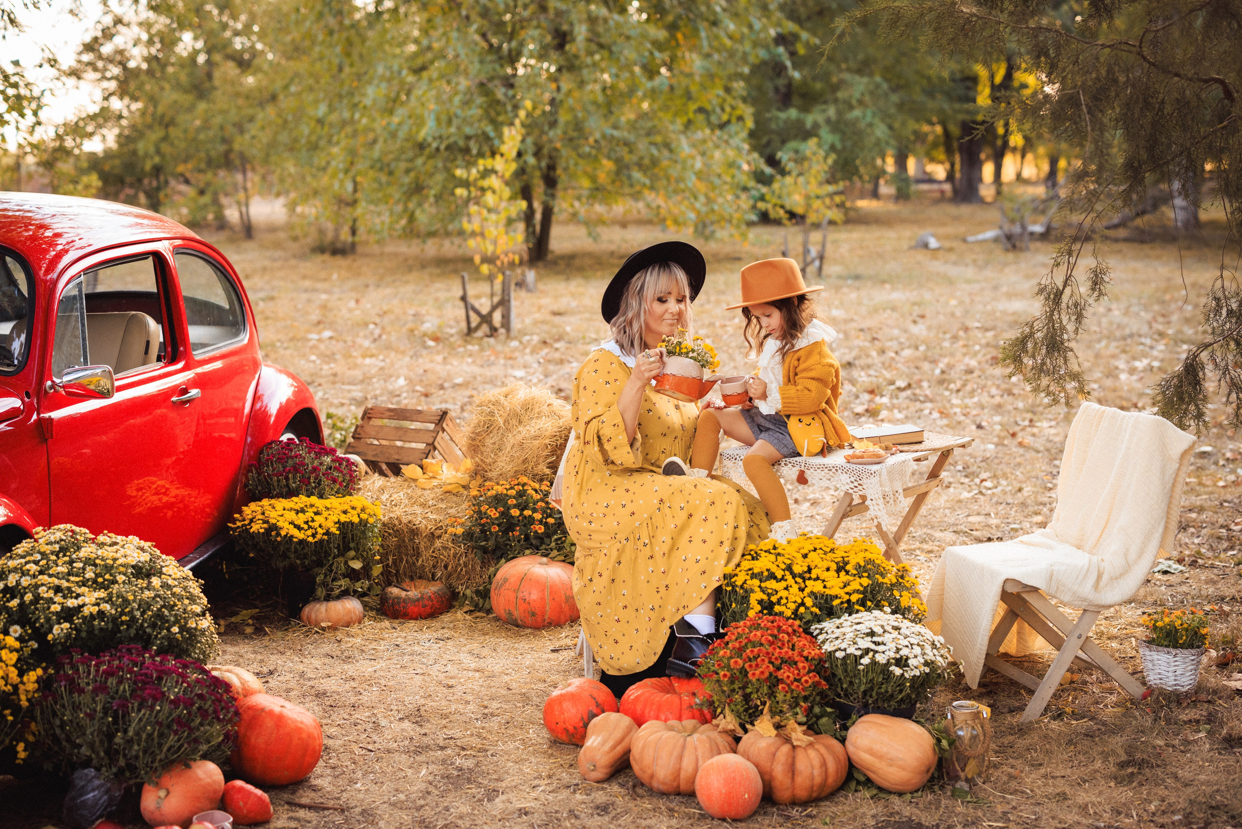 Осенняя фотосессия с Ретро автомобилем в городе Краснодаре. Семейный и детский фотограф в Краснодаре Анна Трашкова