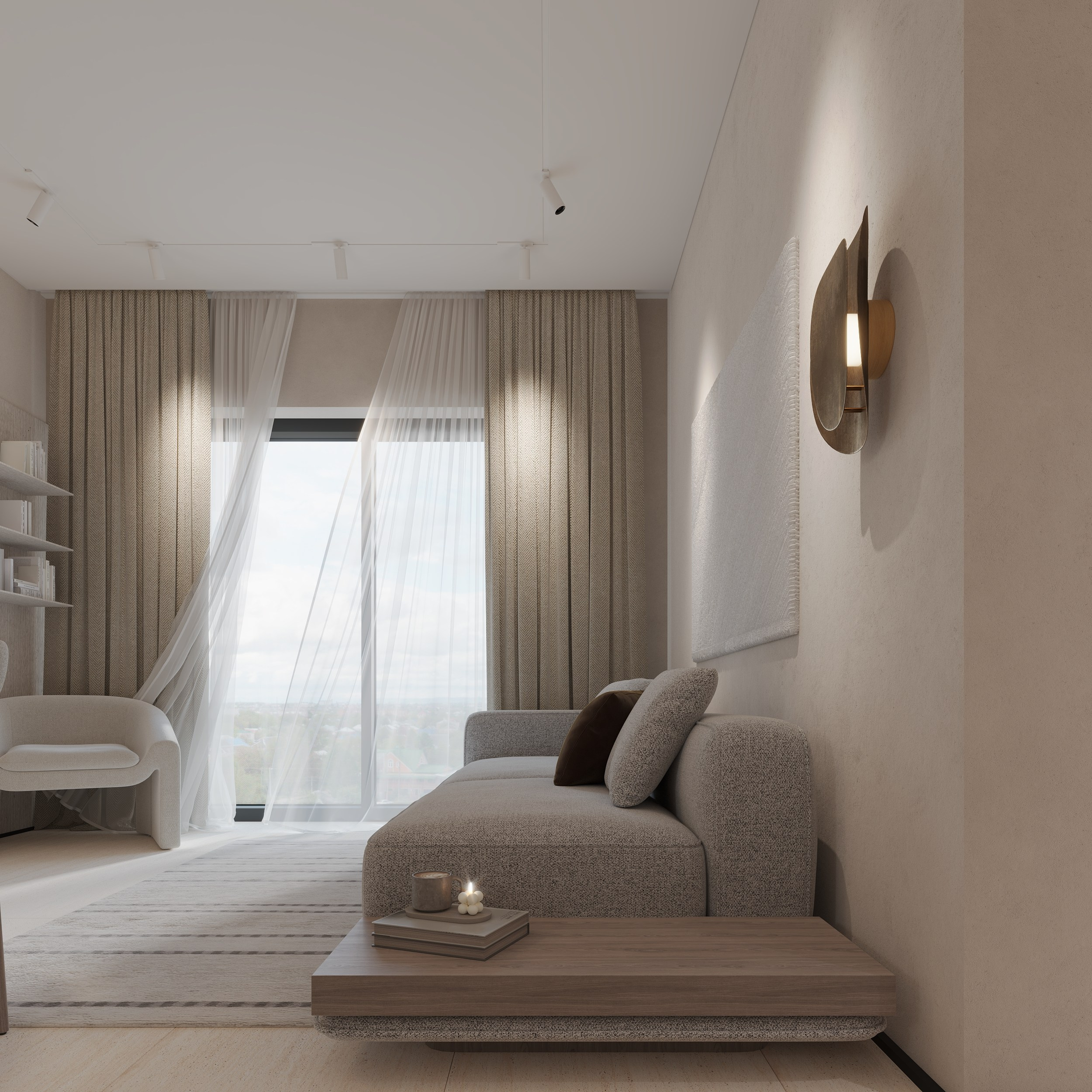 Интерьер квартиры в тёплых тонах — 3D визуализация от Baxx Pro для дизайнера Дианы Кова. 3Д Визуализация Интерьера и Архитектуры