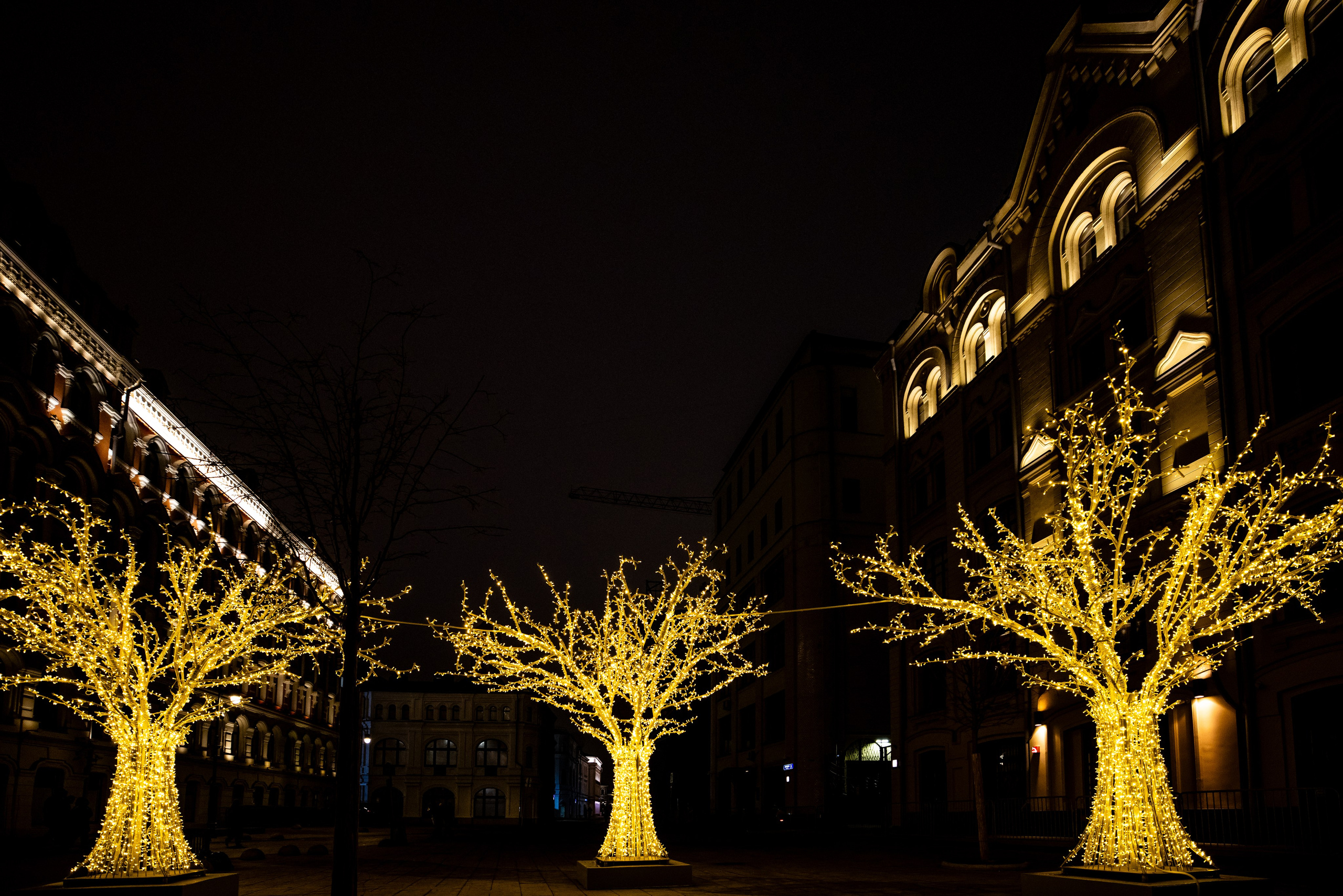 Москва, Биржевая площадь в новогодних украшениях