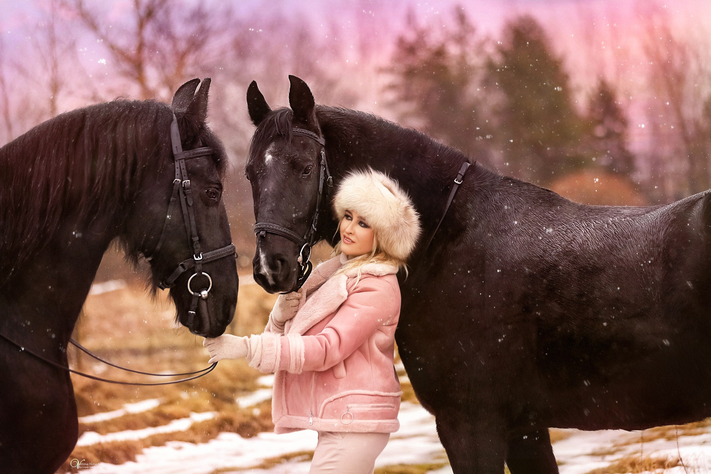 Фотосессии с лошадьми зимой. Фотограф женский и мужской портрет Санкт-Петербург