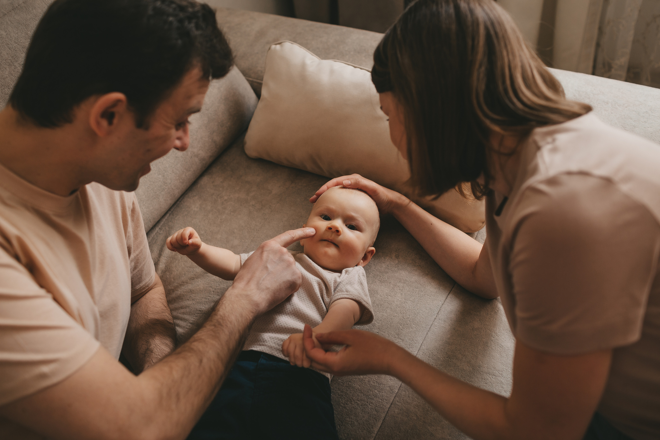 Максим, Катя и Лев (домашняя фотосессия). Семейный и детский фотограф и видеограф в Москве, Дрокина Наталья