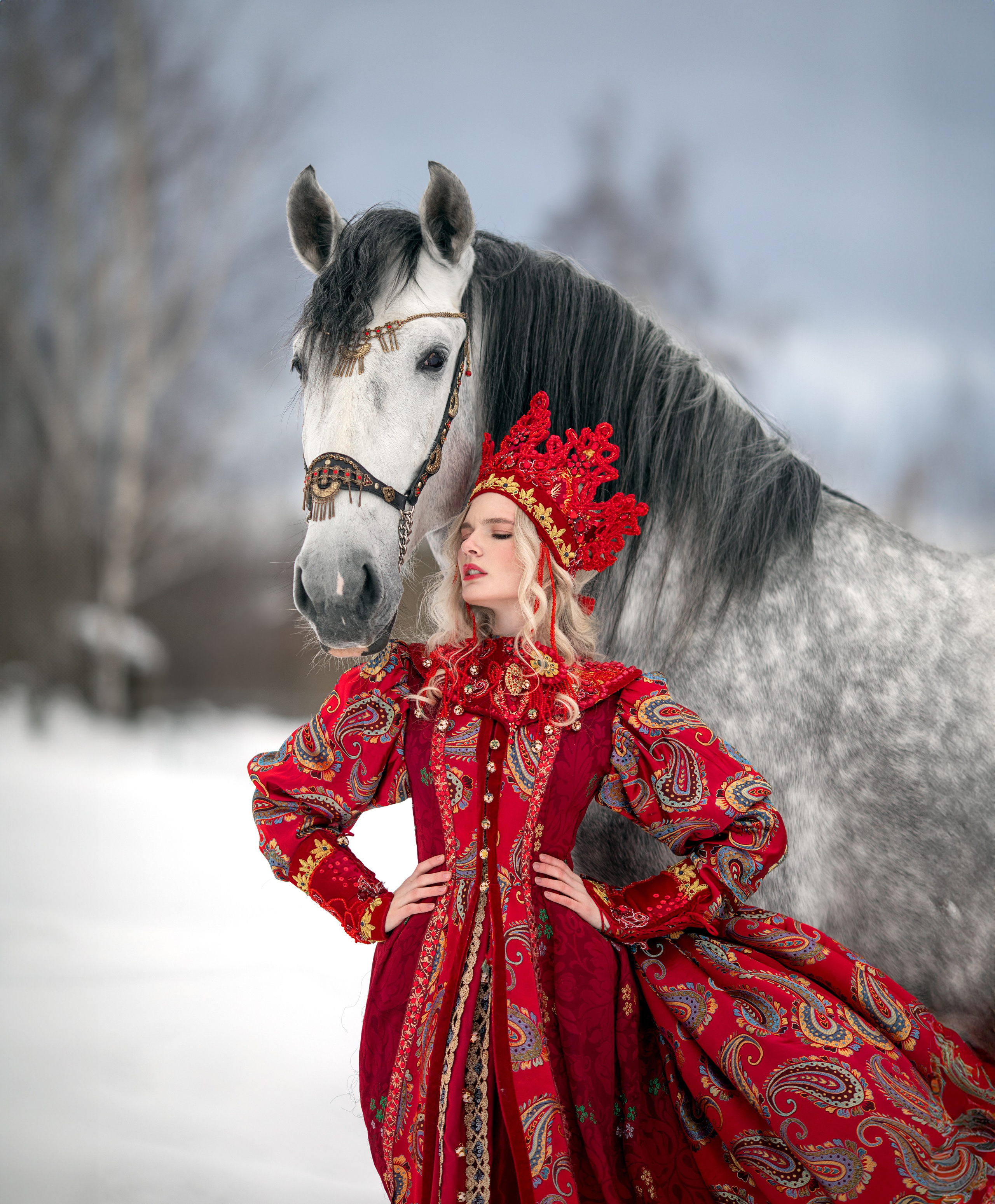 Русские костюмы, образы. Ольга Бажутова конный и портретный фотограф в Москве