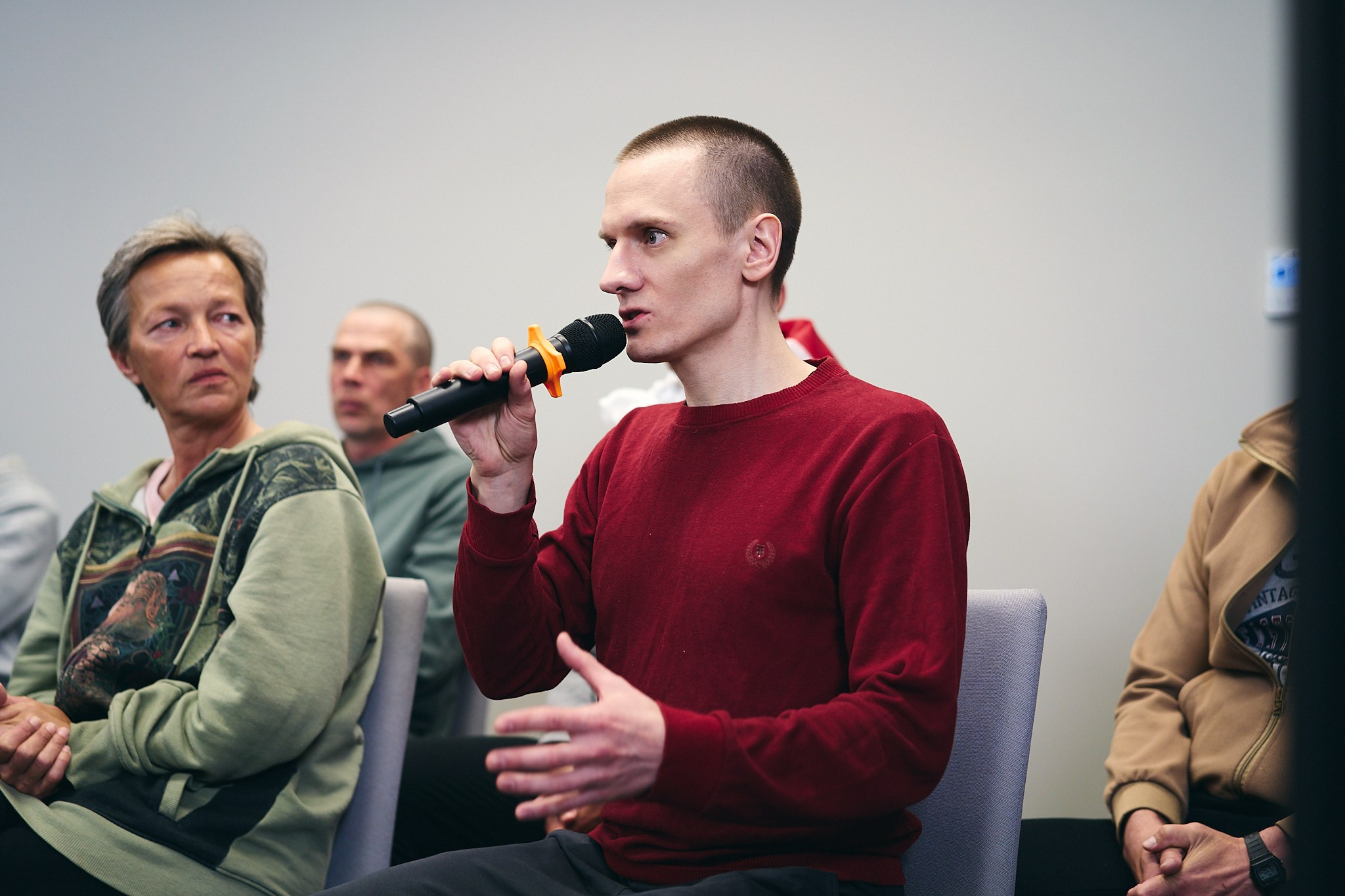 Press conference with Sviatlana Tsikhanouskaya and released political prisoners. Photographer in Vilnius