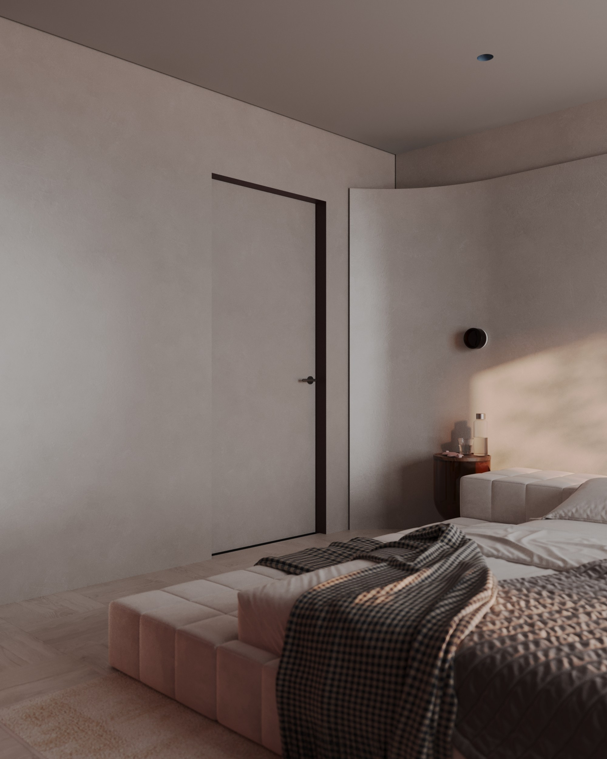 Спальня с красной стеной. 3D Визуализация интерьеров жилых и коммерческих помещений