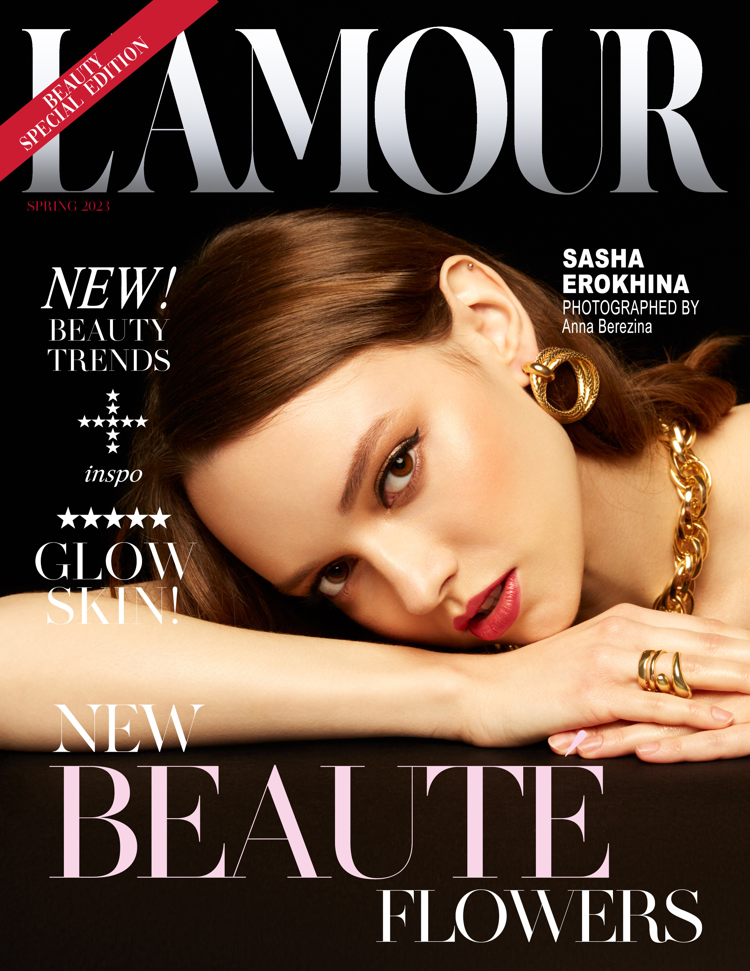 Обложка журнала L'AMOUR magazine. Коммерческий фешн и бьюти фотограф в Москве Березина Анна