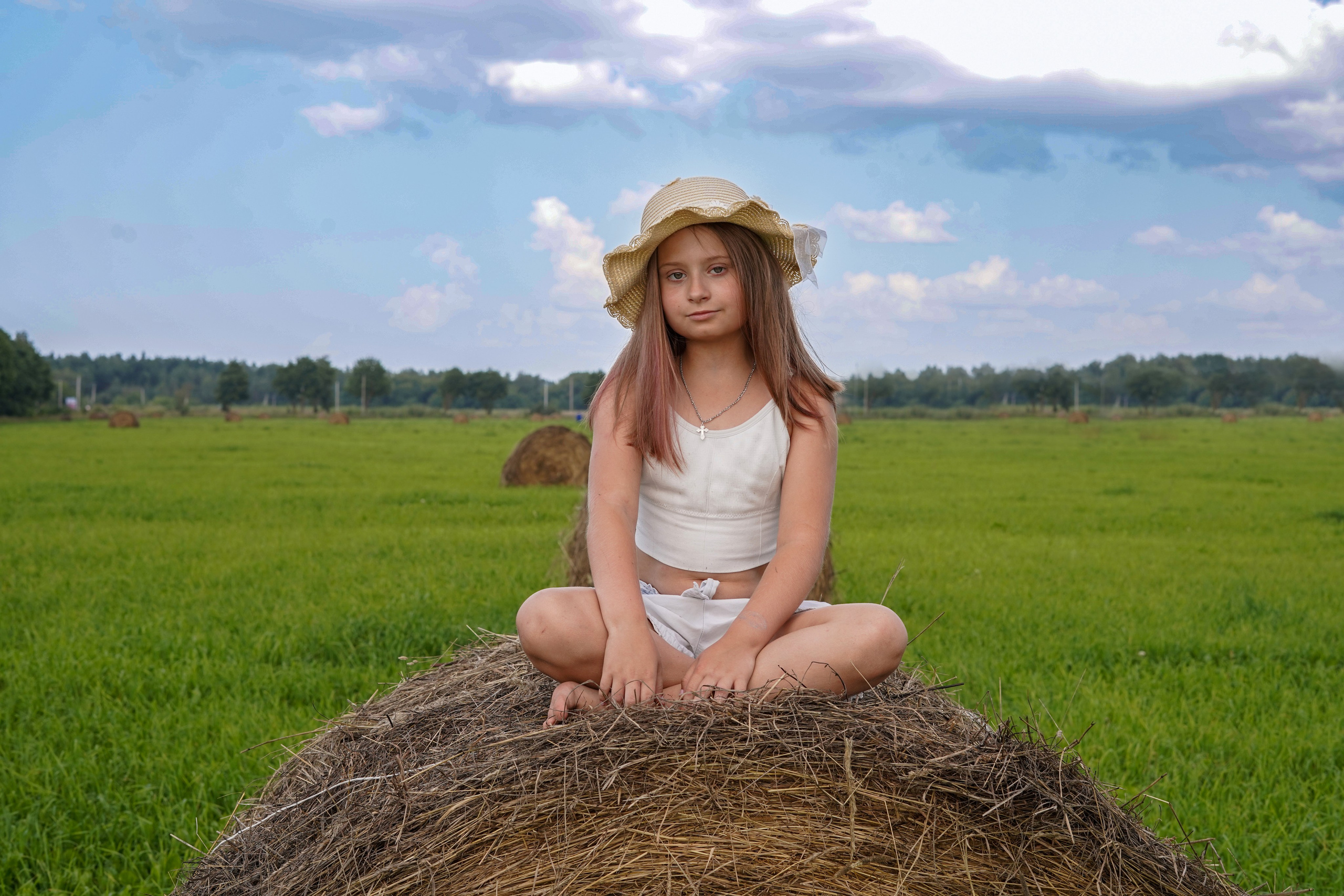 Фотосессия в поле-стоги сена. Главная