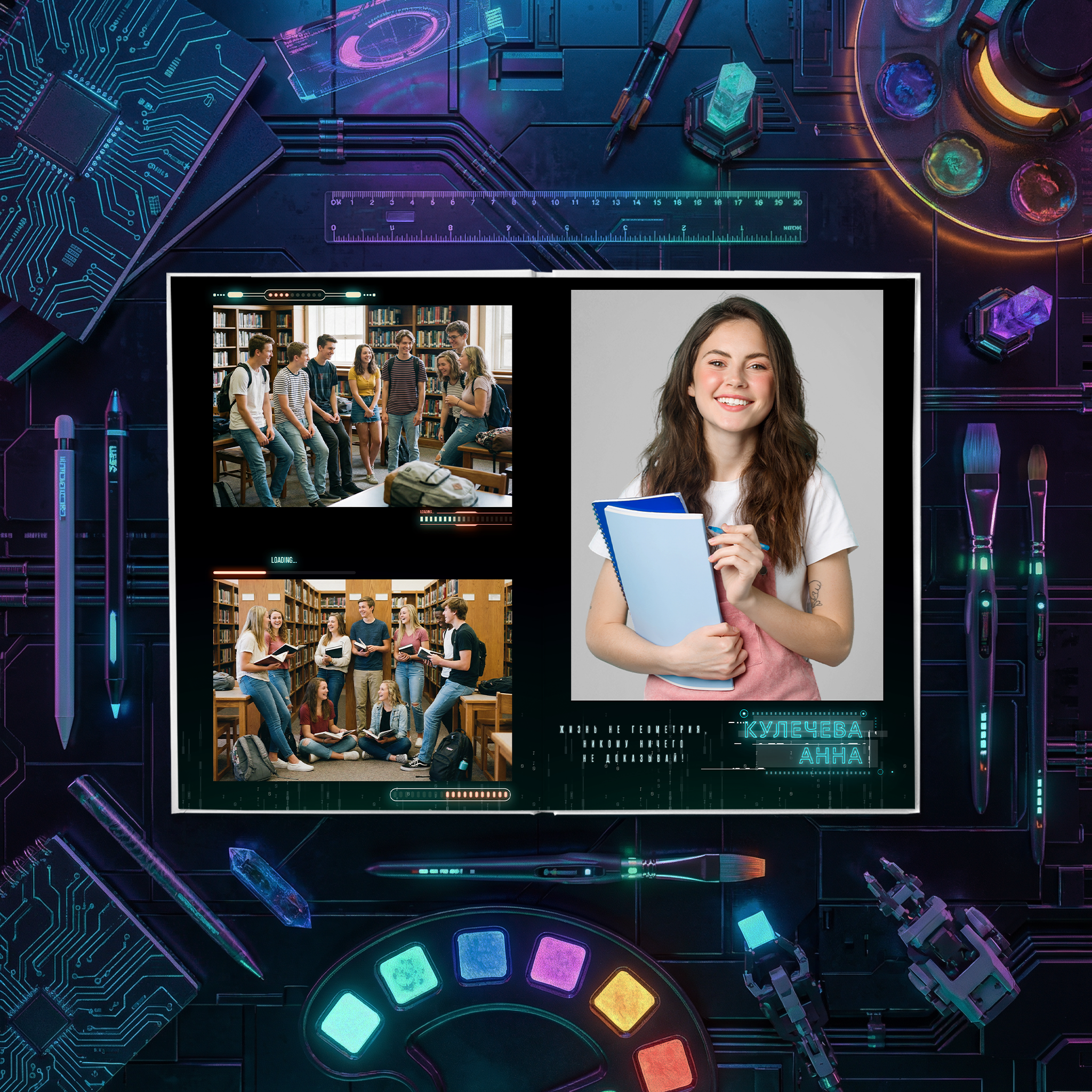 033 Cyberpunk. Дизайны, psd шаблоны школьных и выпускных альбомов и обложек