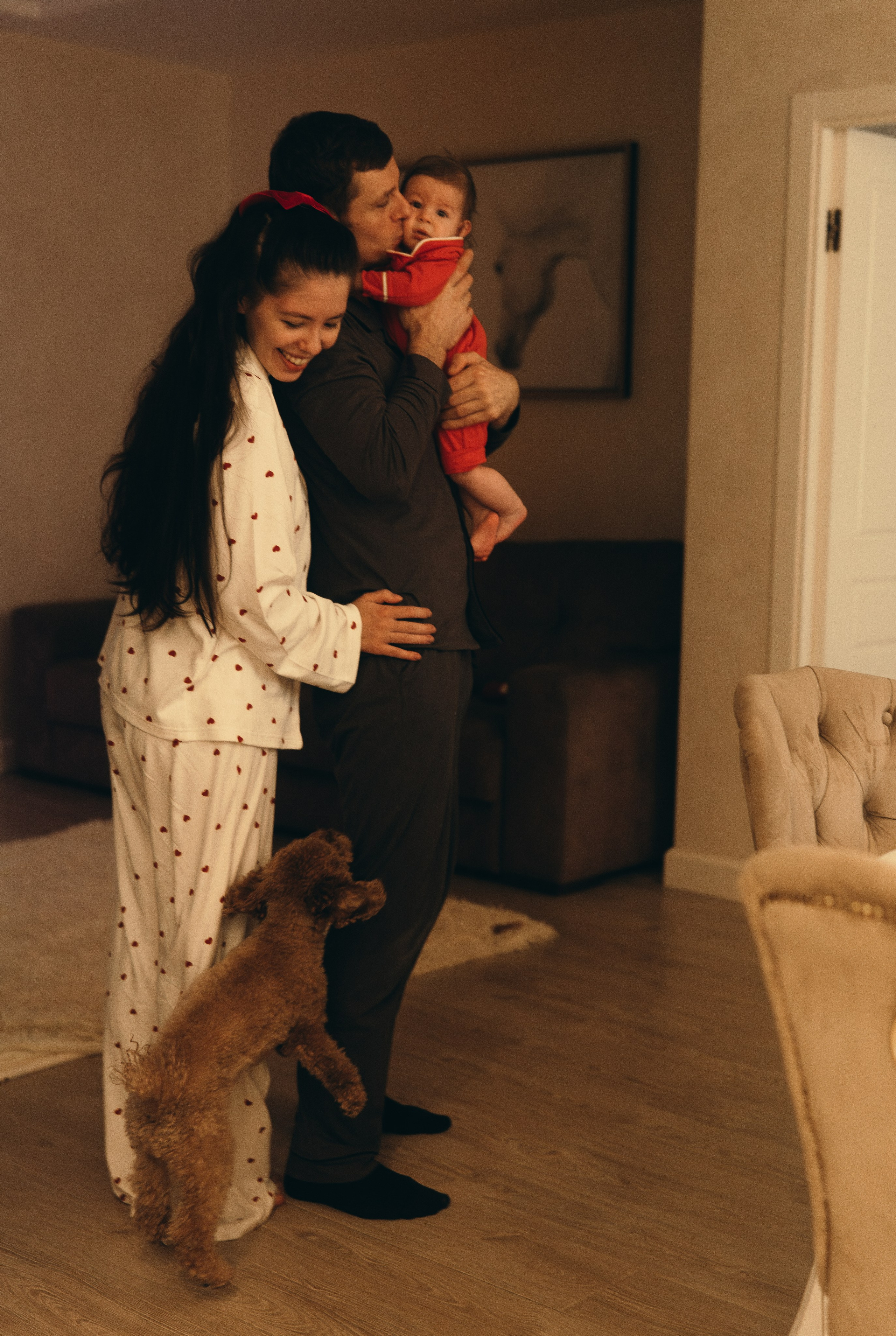 Домашняя Новогодняя история. Семейный, ньюборн фотограф, фотограф на роды в Москве, Виктория Тюльдюкова