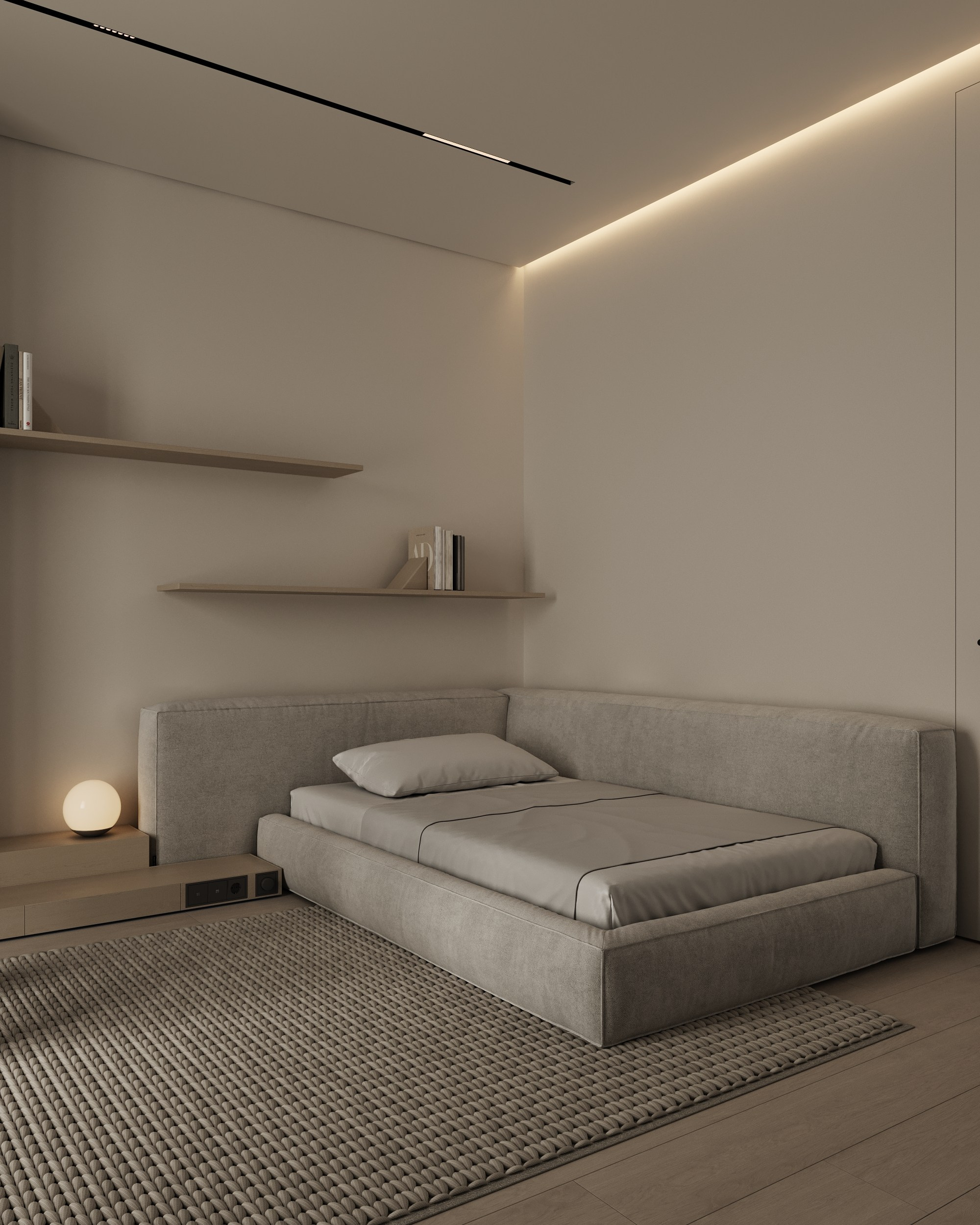 Minimalist children's bedroom. Denis Konarev | Architectural Visualization Studio