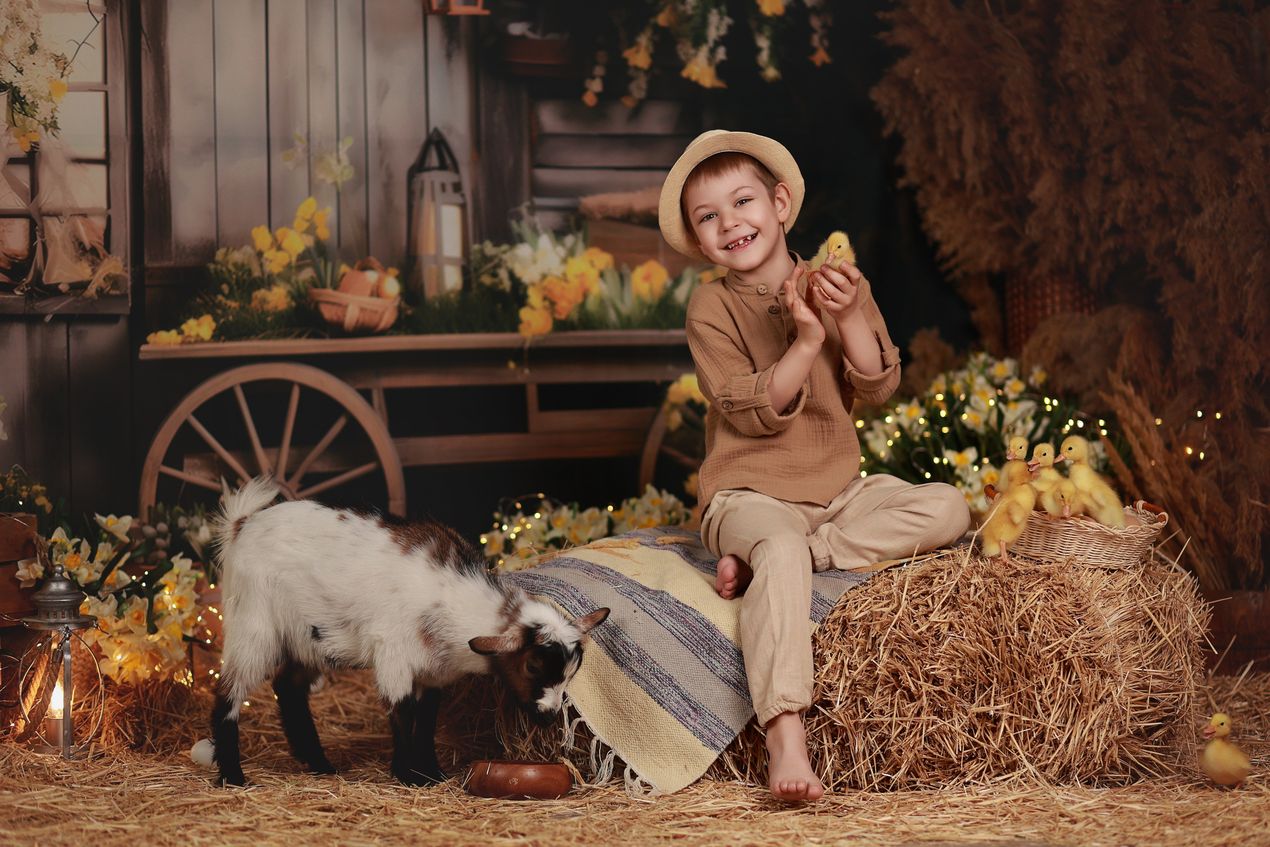 Фотопроект с козочкой и кроликами. Детский семейный фотограф Краснодар