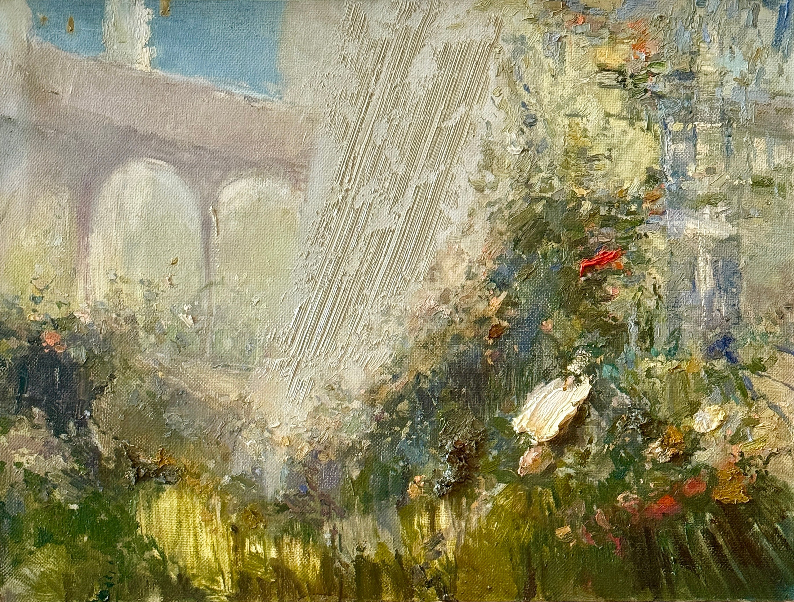 импрессионизм акведук свет сквозной цветы в саду