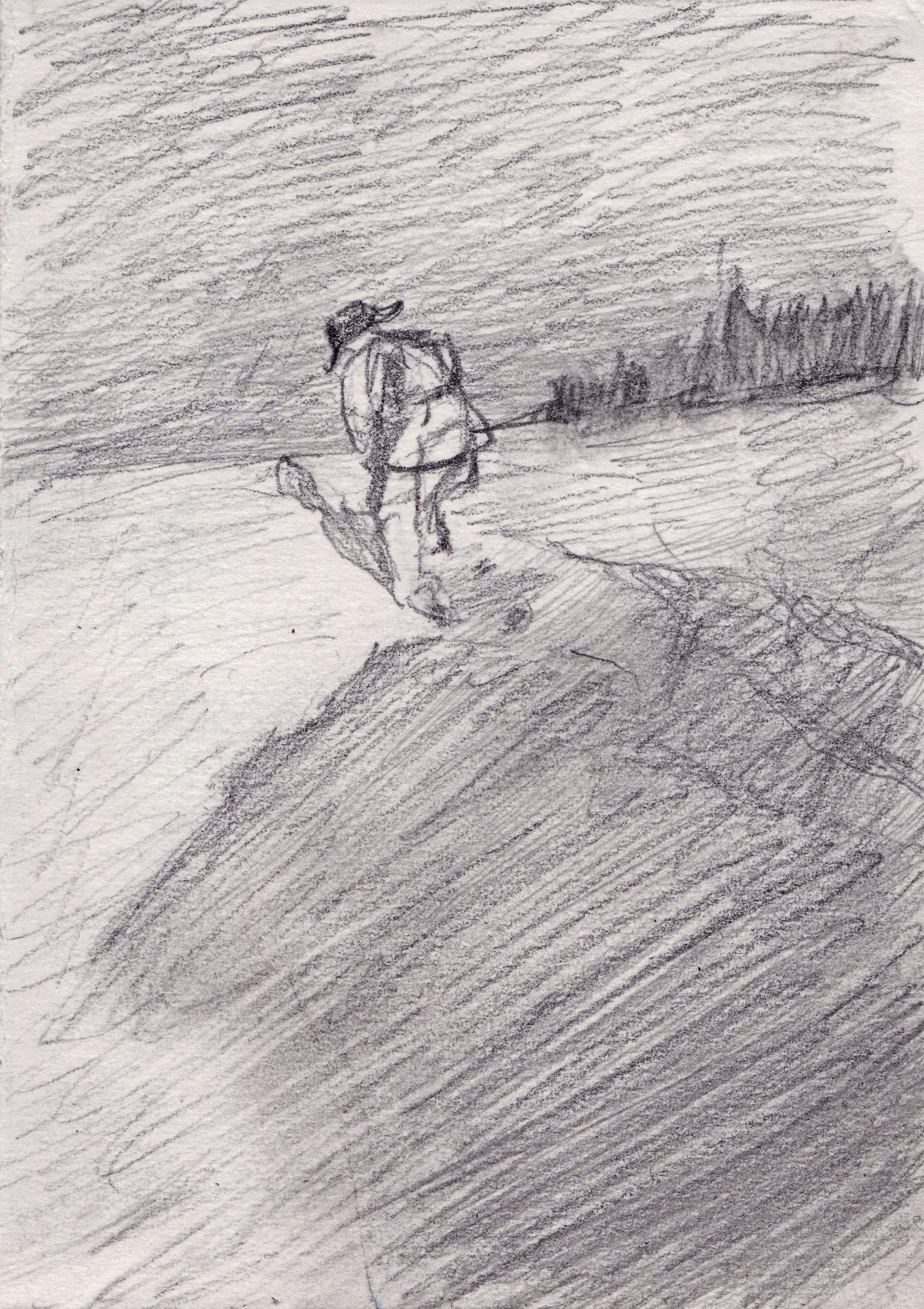 "Уходящий путник", карандаш, 2003