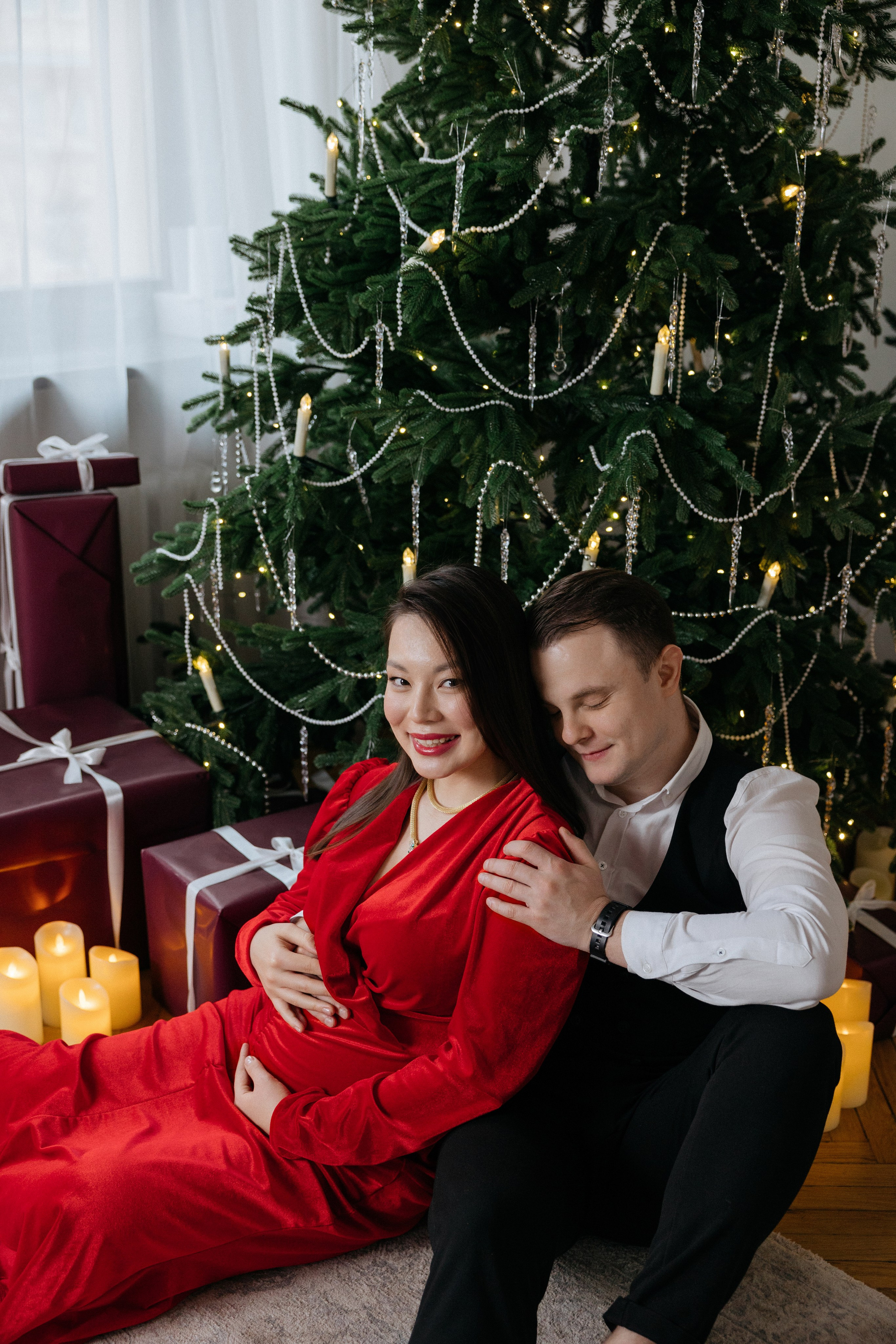 Семейная новогодняя фотосессия беременности. Свадебный фотограф в Москве Полина Лелетко