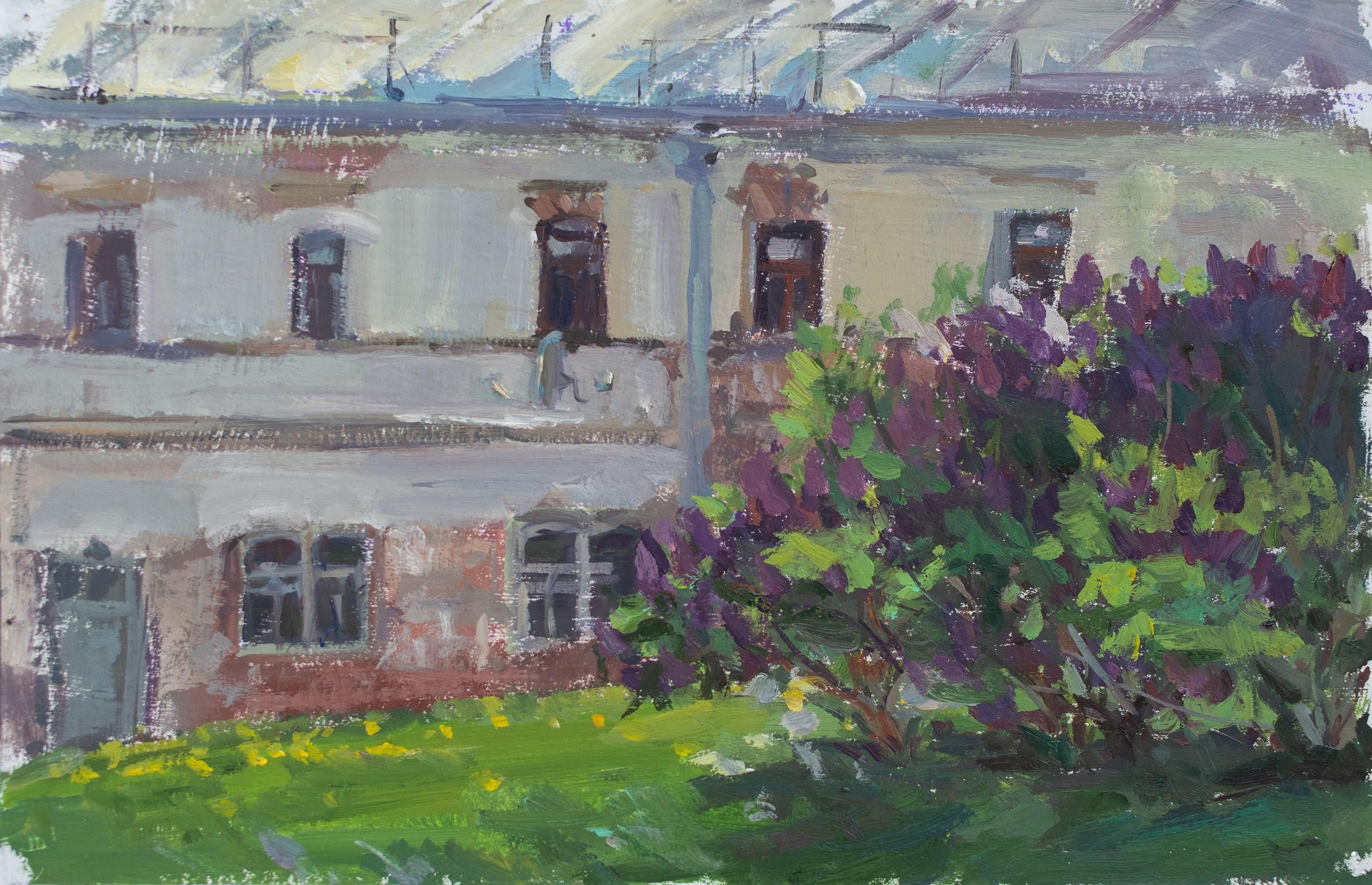 "A study. Lilac on Khitrovka" cardboard, oil 19x29cm, 2026