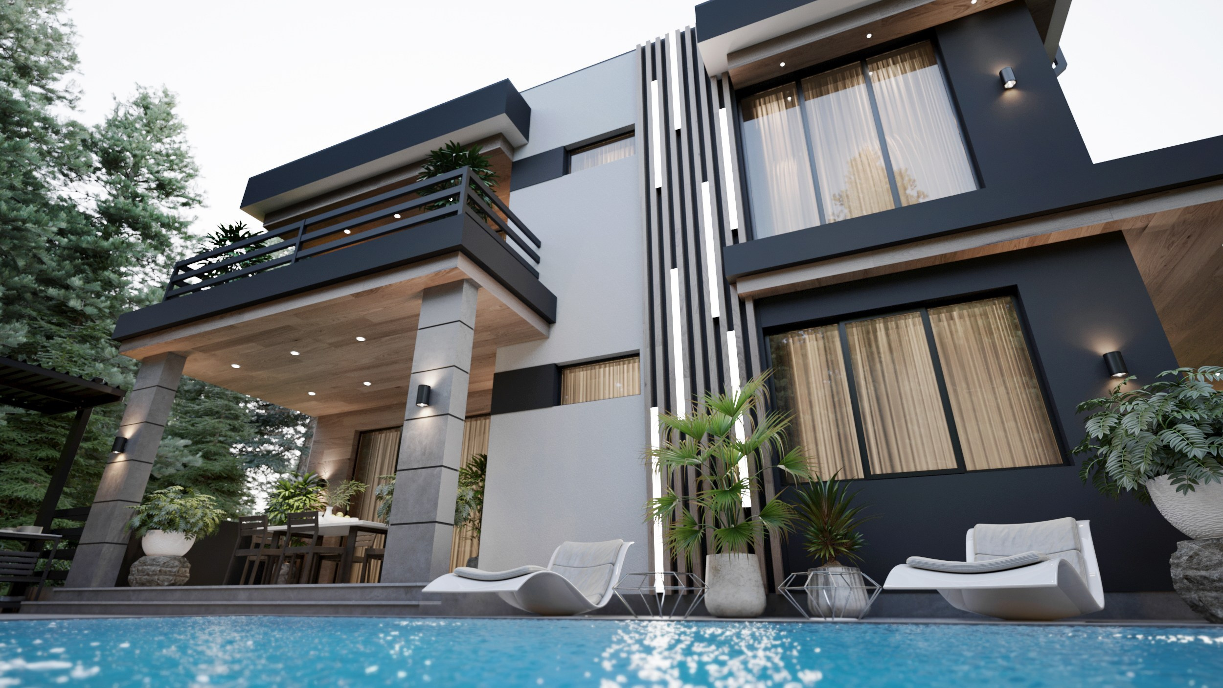 Двухэтажный дом в современном стиле в п.Мысхако общей площадью 217 кв.м. Архитектор Вера Каракезиди