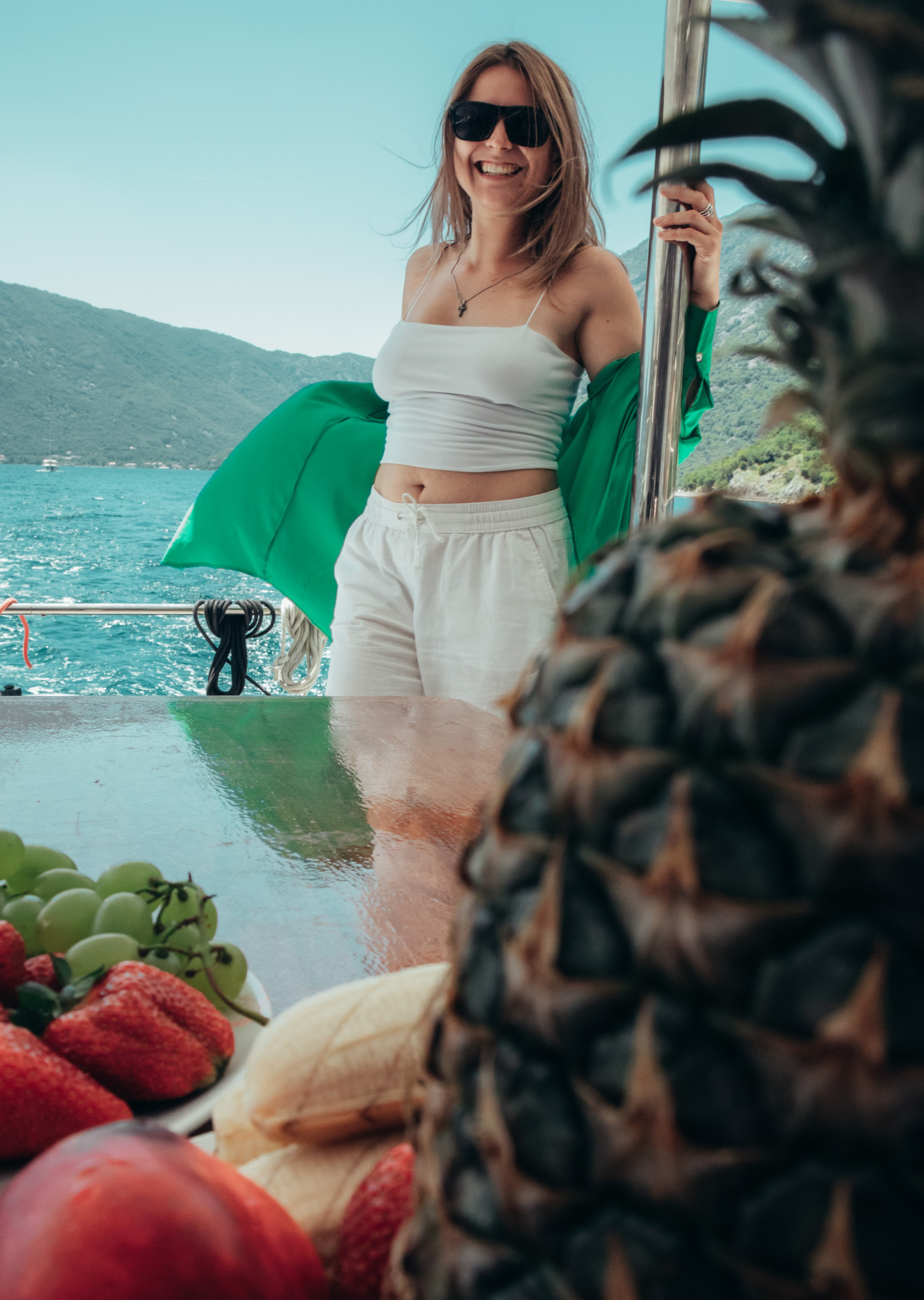 Boat tour with Anna, Roman and Tim. Portrait photographer in Tivat Montenegro Katerina Kirsanova
