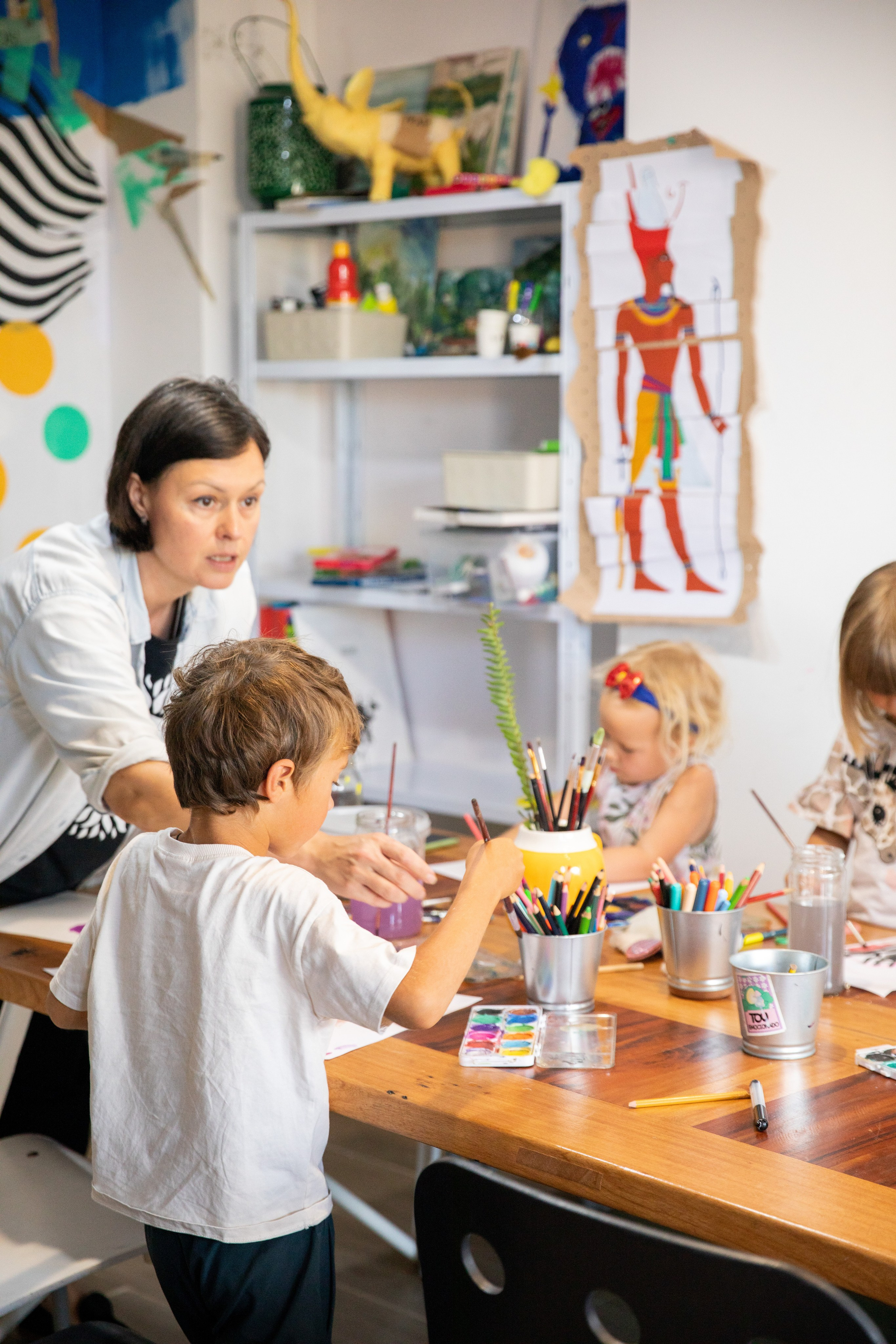 Children play and paint