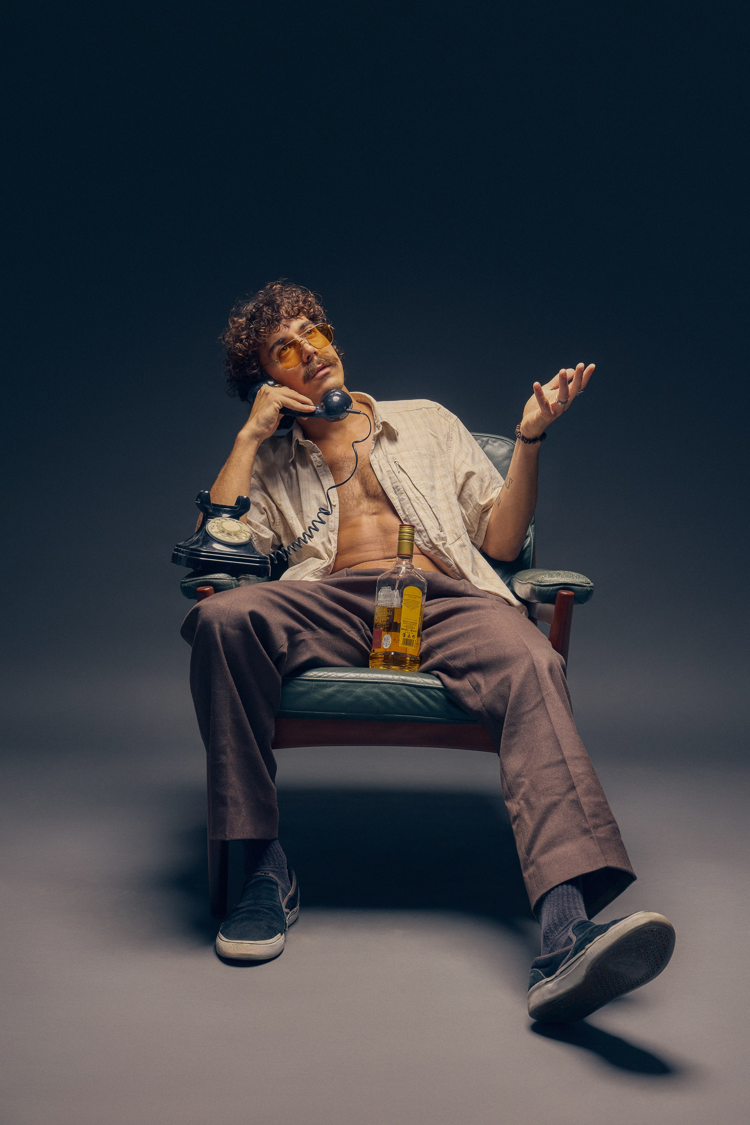 Artistic dramatic portrait with retro jewelry and glasses